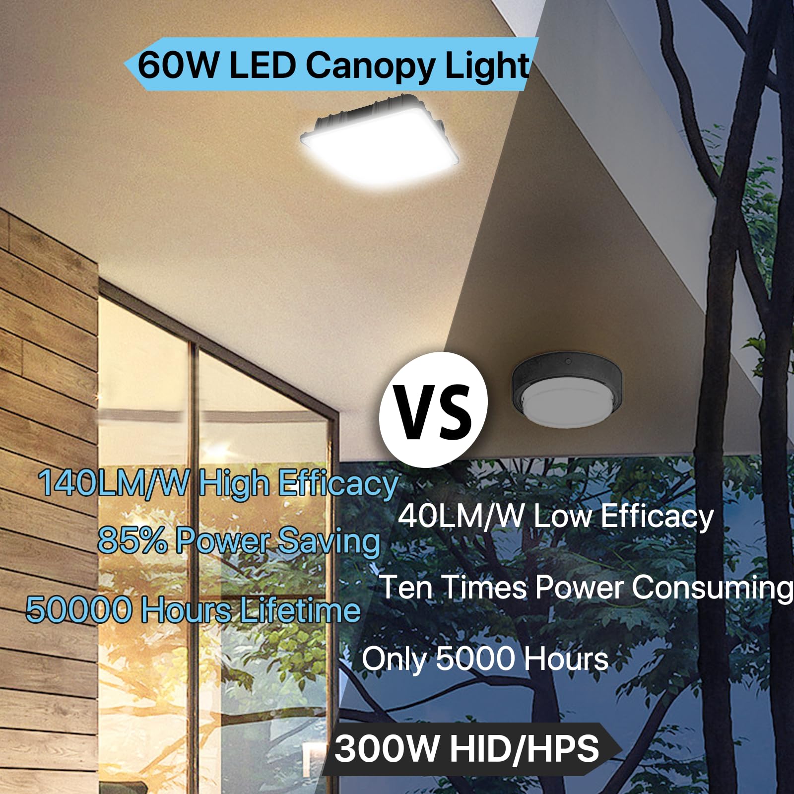 HYPERLITE LED Canopy Light 60W 4-Pack 5000K Daylight Bronze Aluminum Model CN-MS-60W-57-4PACK