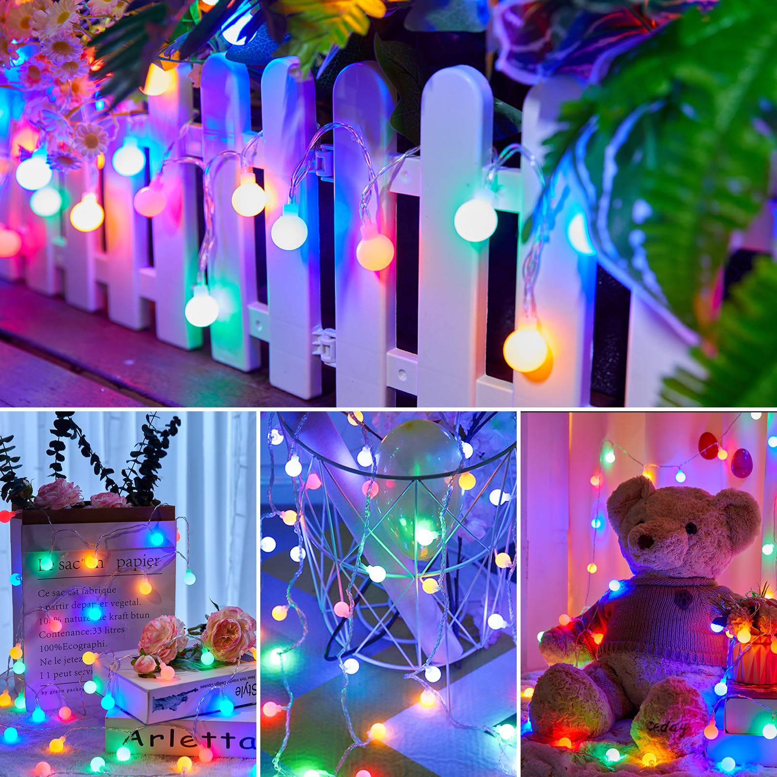 Led String Lights Battery Operated - 21 Feet 60 Led Fairy Lights, 8 Modes With Remote Mini Globe Lights For Indoor Outdoor Bedroom Party Wedding Garden Christmas Tree Decor, Multicolor