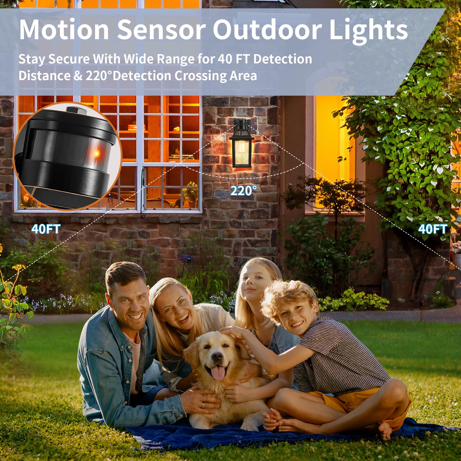 Motion Sensor Outdoor Wall Lights  Porch Light Outdoor 3 Lighting Modes  Dusk To Dawn Exterior Light Fixture  Waterproof  Outside Lights For House Front Door Patio Garage 1 Pack (Black)