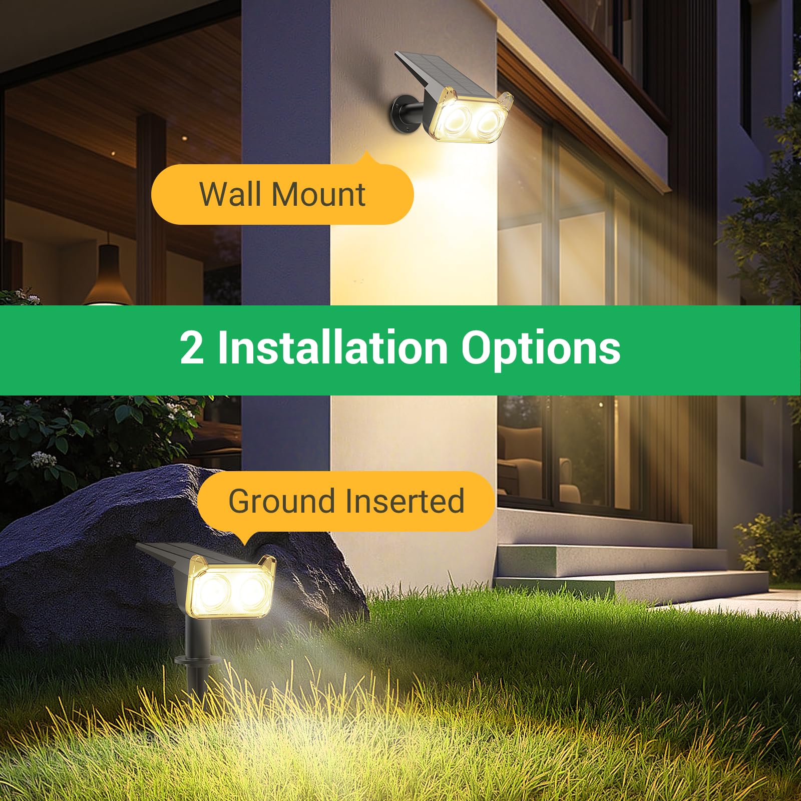 WdtPro Solar Spot Lights Outdoor, Warm White, 6 Pack, 135° Adjustable, Auto ON/OFF, TSL003, 15H+ Runtime, Garden Landscape Lighting