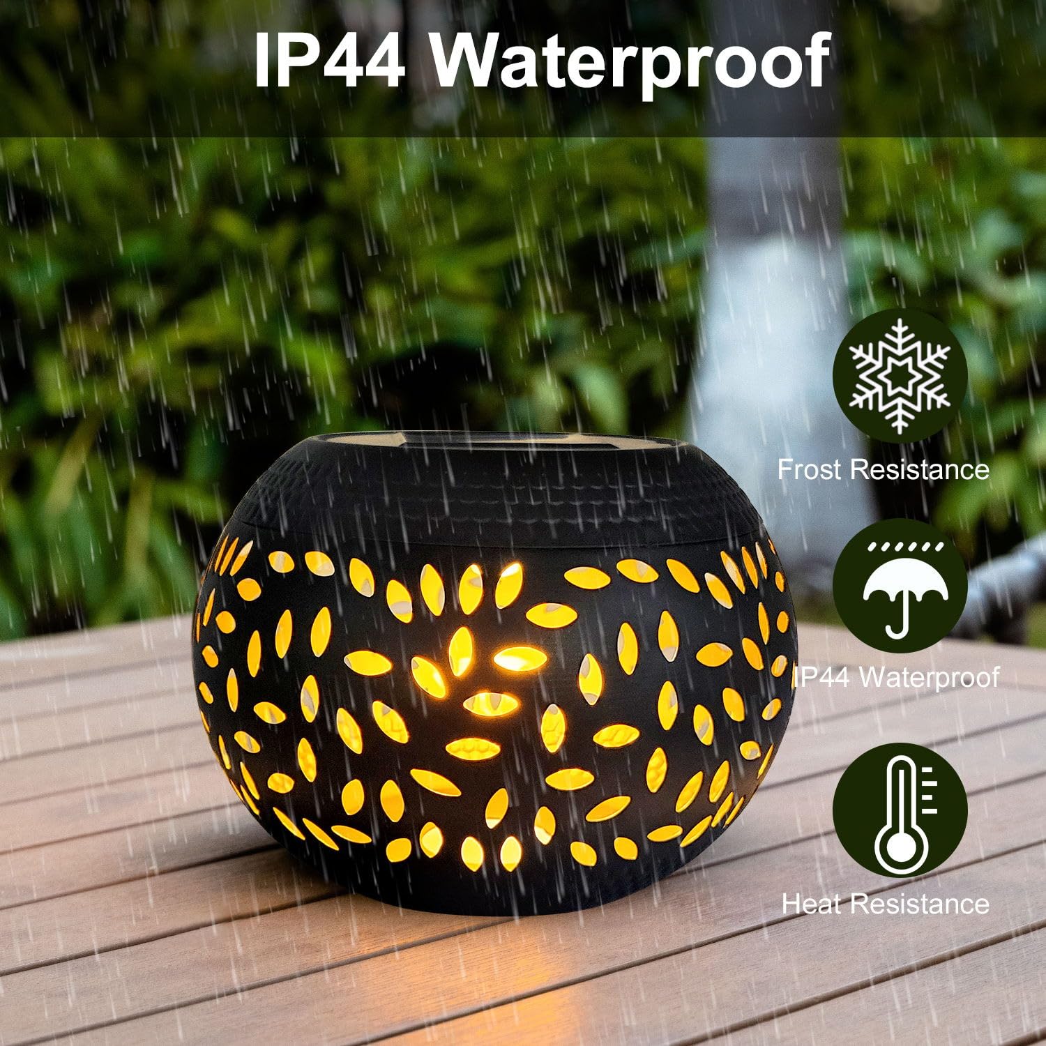 Solar Lantern Outdoor Patio Decor - Solar Lanterns Outdoor Waterproof,Hollow Out Retro Metal Table Lights,Yard Porch Garden Balc