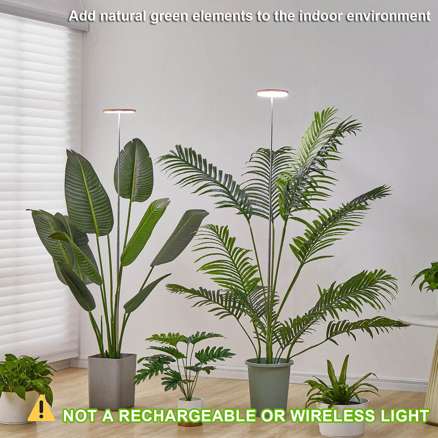yadoker LED Grow Light Full Spectrum, Height Adjustable, 1 Pack, Bamboo, Model BAM-16