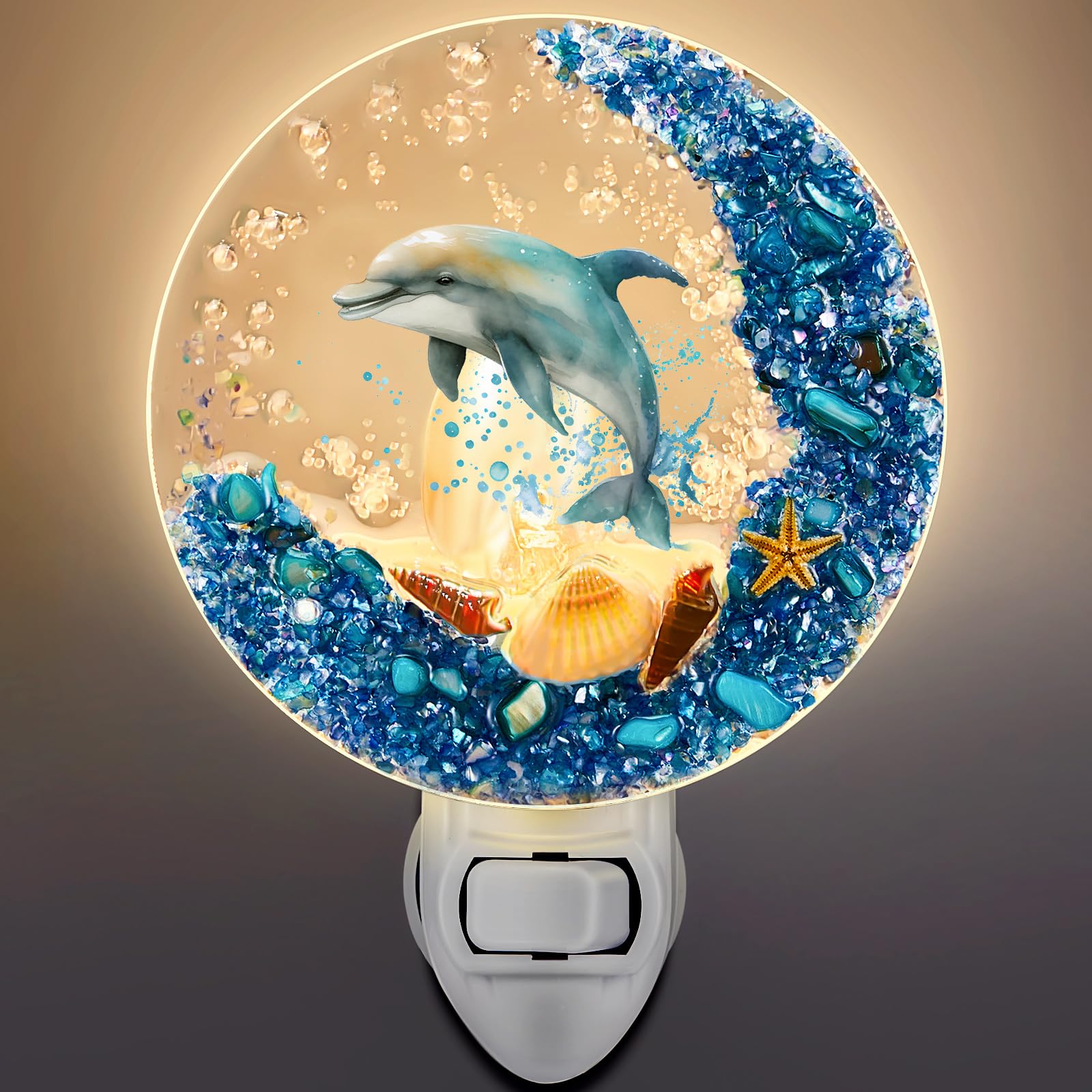 Hortsun Plug-in Seashell Night Light, Ocean Animal Design, Vintage Beach Lamp, Multicolor for Bedroom, Living Room, Bathroom