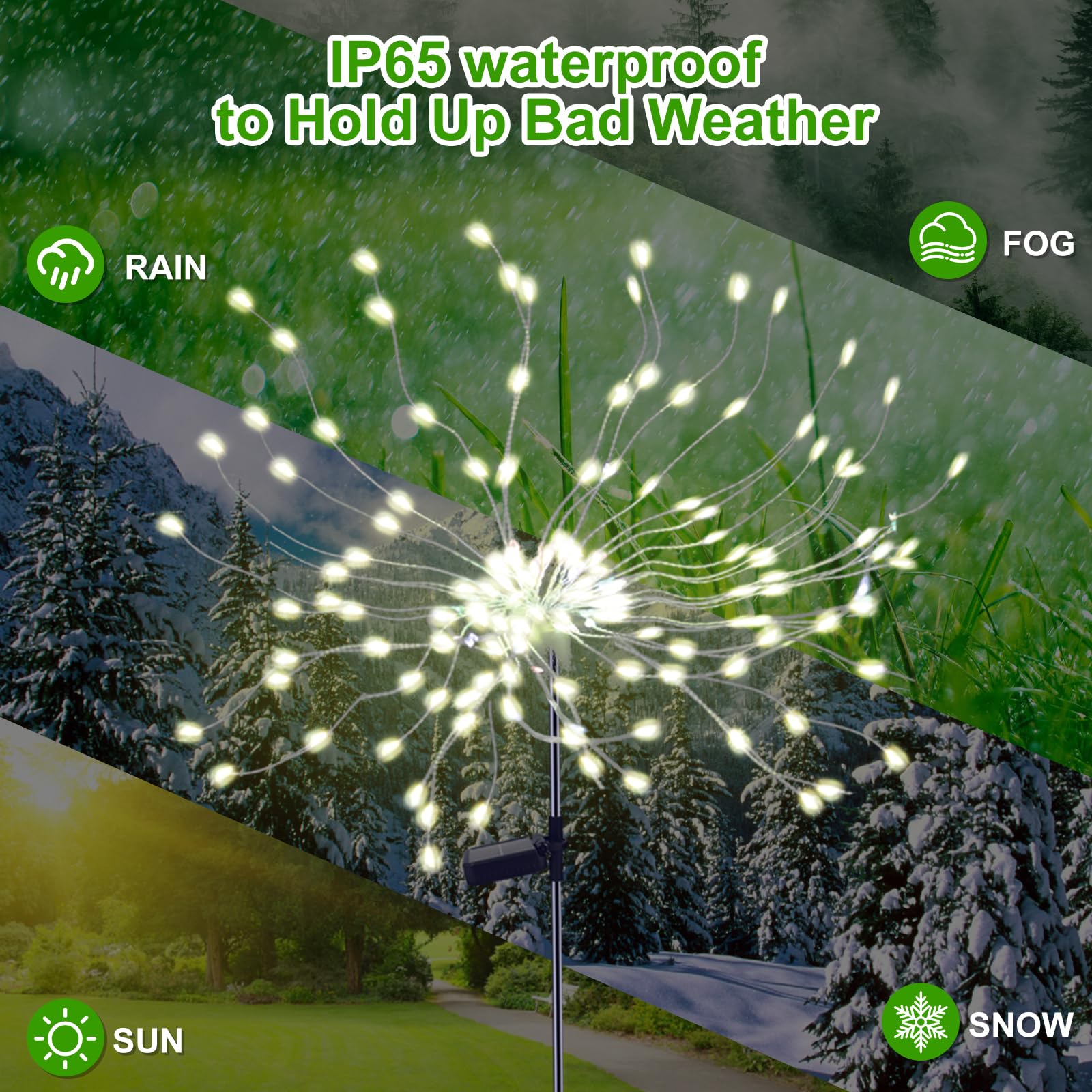 Pxbniuya 2 Pack Solar Firework Lights Outdoor, 175 Led Solar Garden Lights With 2 Modes, Waterproof Copper Wire Diy Decorative Lights, Solar Starburst Lights For Yard Wedding Patio(Warm White)