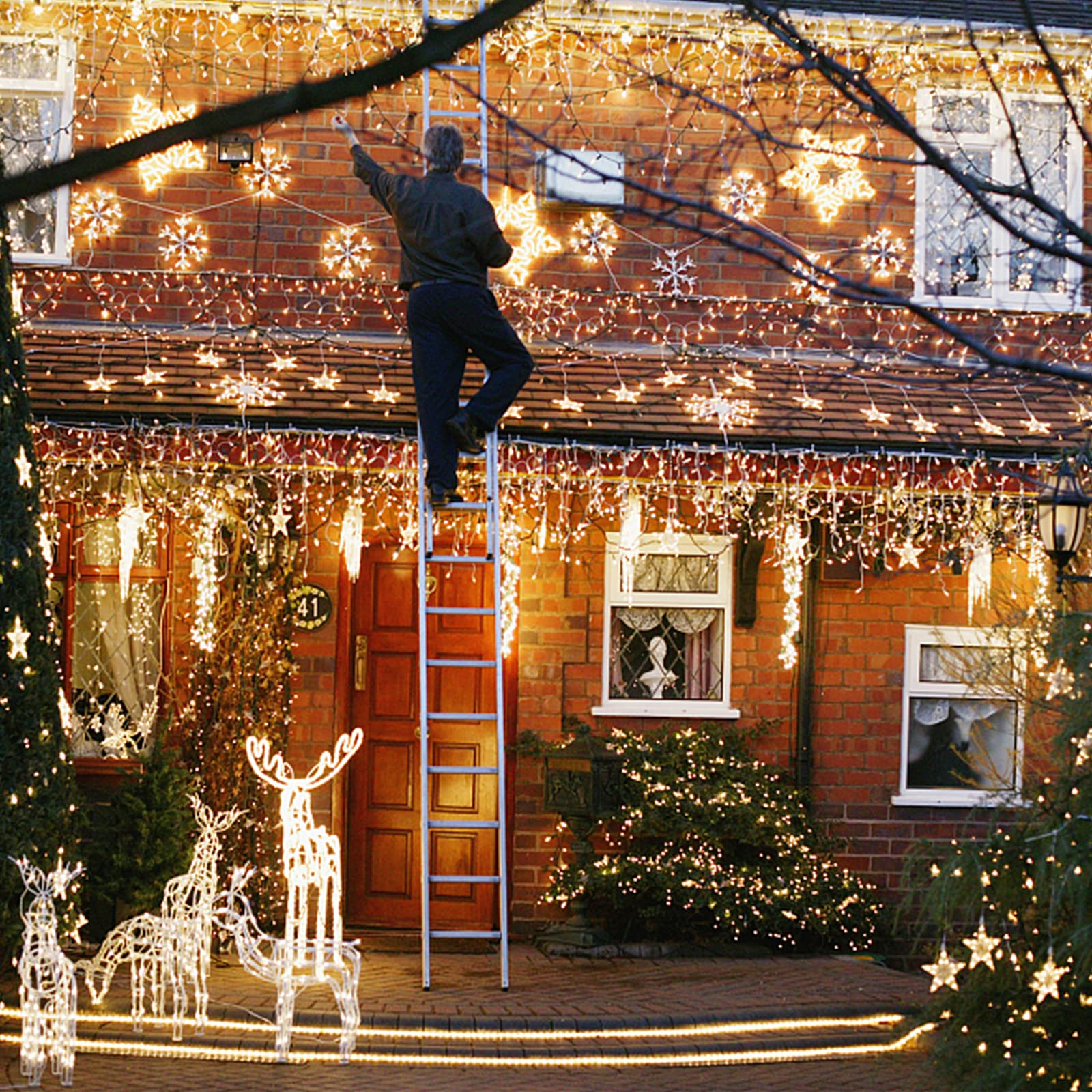 Jmexsuss 77.8Ft 800 Led Icicle Lights Outdoor Waterproof Icicle Christmas Lights With 80 Drops Warm White Icicle Lights Indoor D