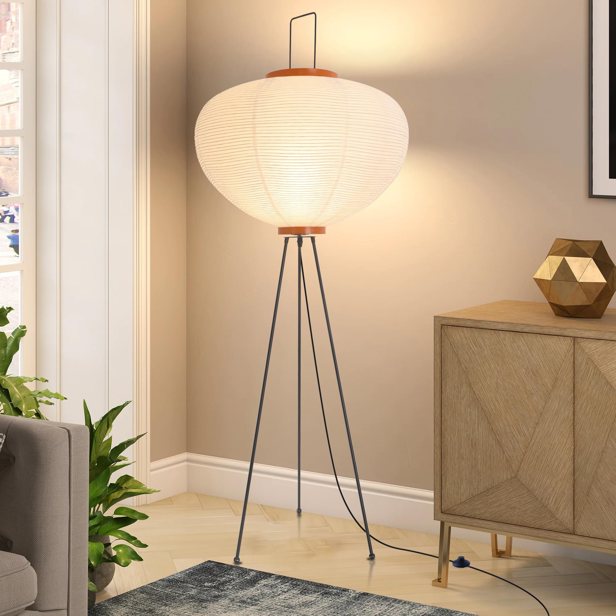 Rice Paper Floorlamp,Paper Floor Lamp,Noguchi Lamp,Akari Japanese Lantern Lamps for Wabi Sabi Decor,Tall Floorlamp for Livingroo