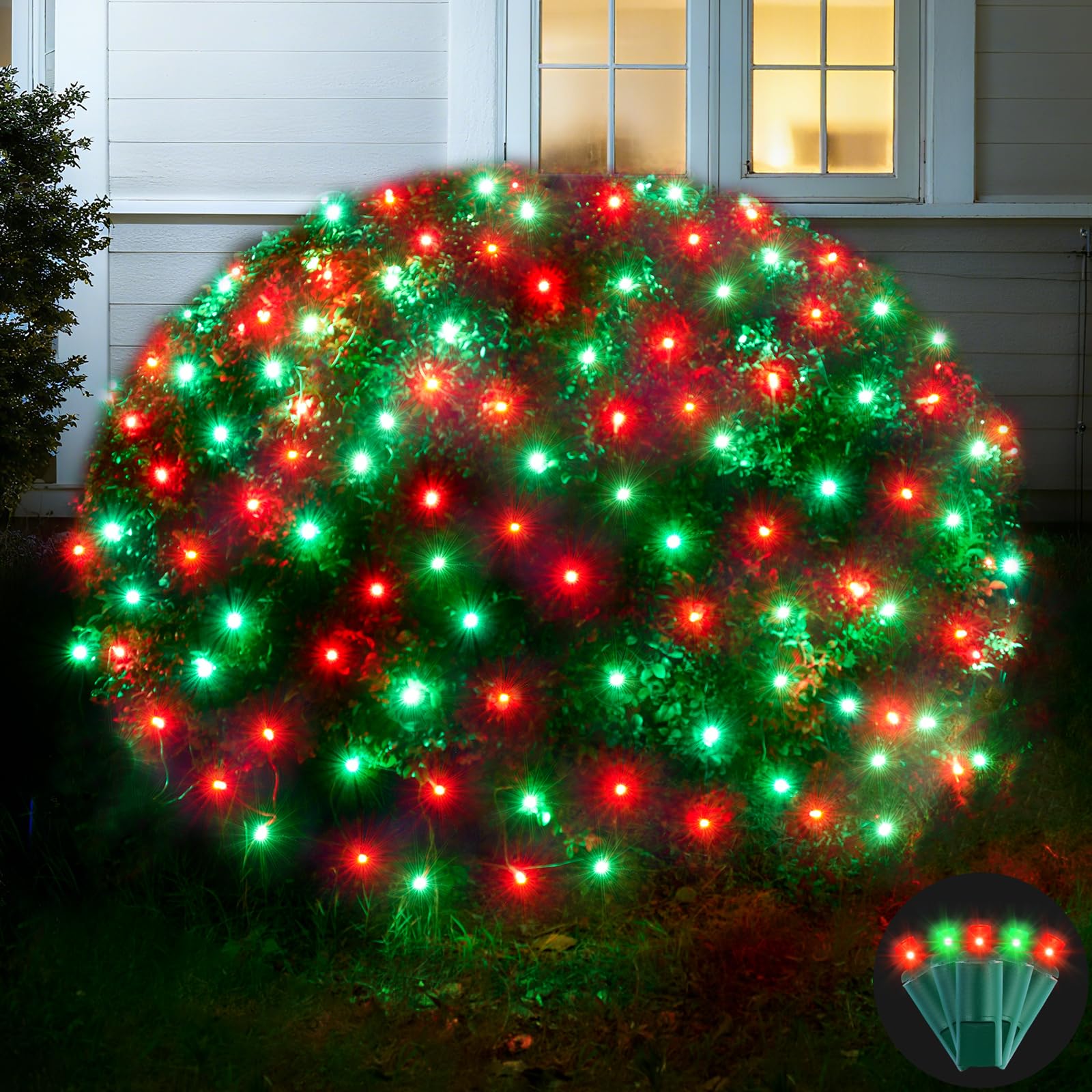 Led Net Lights Christmas Lights Outdoor 200Leds 9Ftx6Ft Upgraded Red And Green Christmas Net Lighting  Waterproof Ul Listed Outdoor Indoor Large Mesh Net Light For Trees  Bushes  Shrubs Decorations