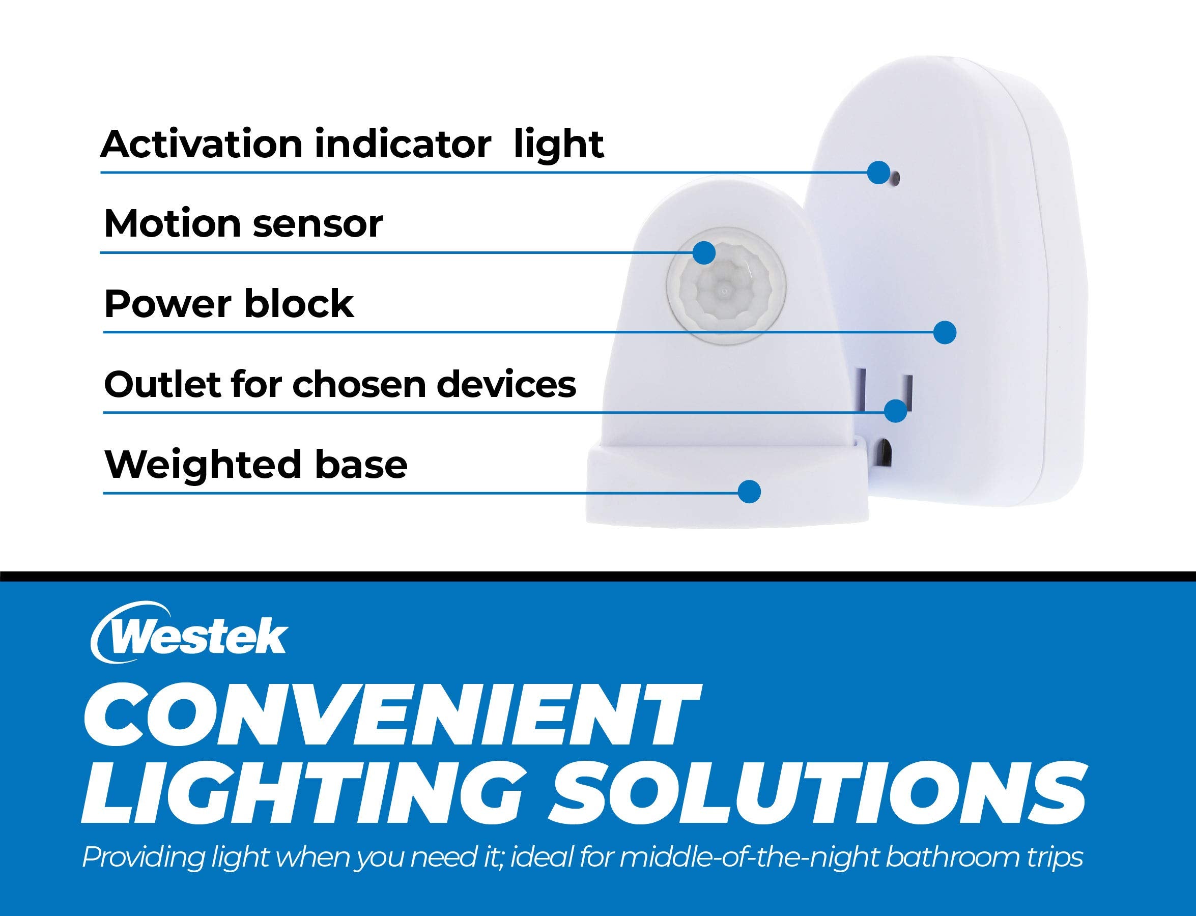 Westek Indoor Plug-in Motion Activated Light Control, 1 Count, Plastic, White, Model MLC12BC-4