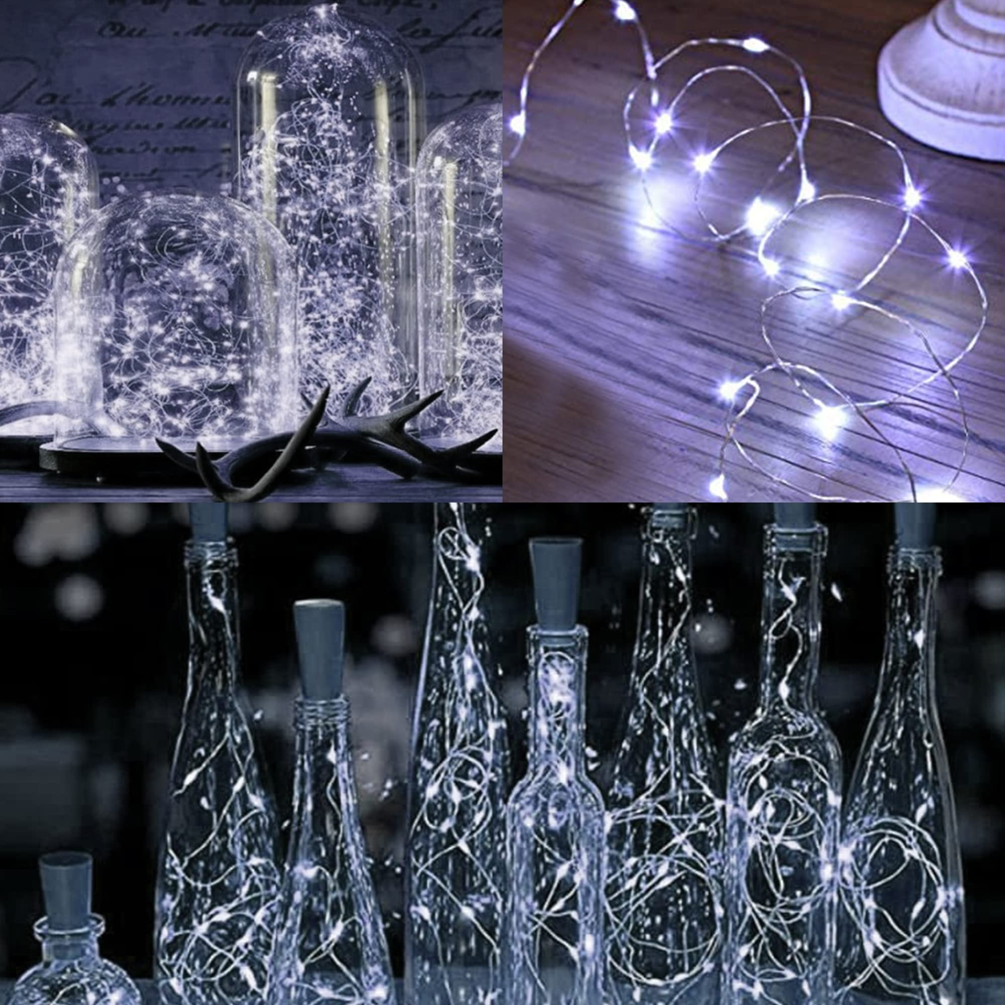 WATERGLIDE 24 Pack Fairy Lights Battery Operated (Included), 7 ft 20 LED Mini String Lights, Waterproof Silver Wire Firefly Star