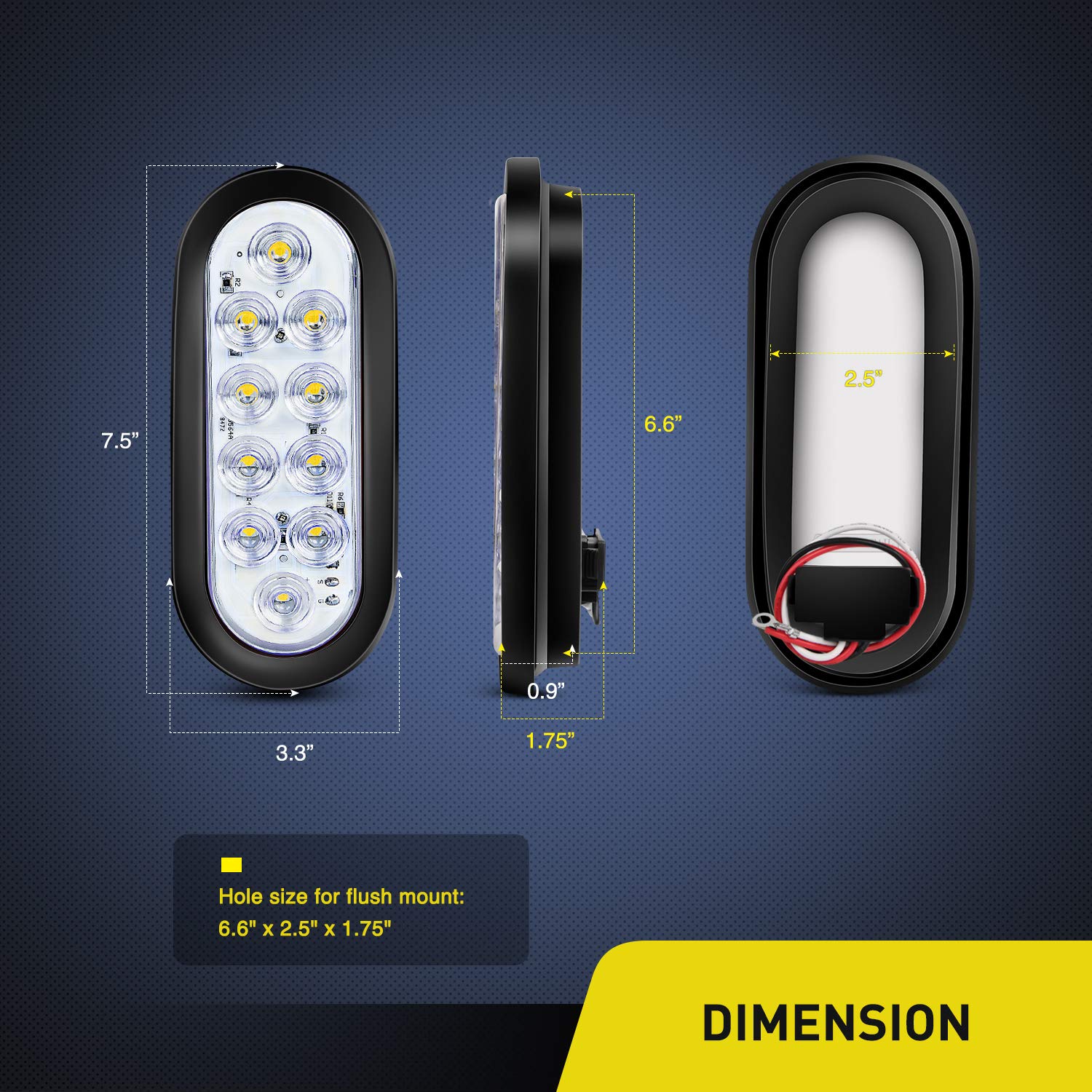 Nilight 4Pcs 6'' Oval Led Trailer Tail Lights 4Pcs 10 Led W/Flush Mount Grommets Plugs Reverse/Back Up Trailer Lights For Rv Tru