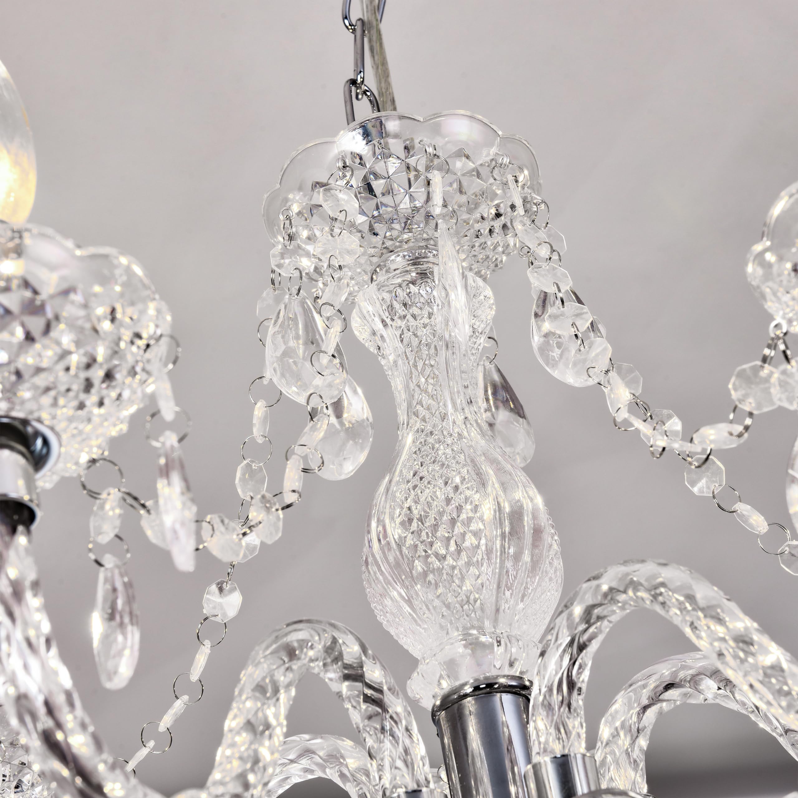 PAPAYA 2PCS Crystal Pendant Lights with Clear Cord & On/Off Switch, H19 D19.7, Clear, for Kitchen Island & Dining Area
