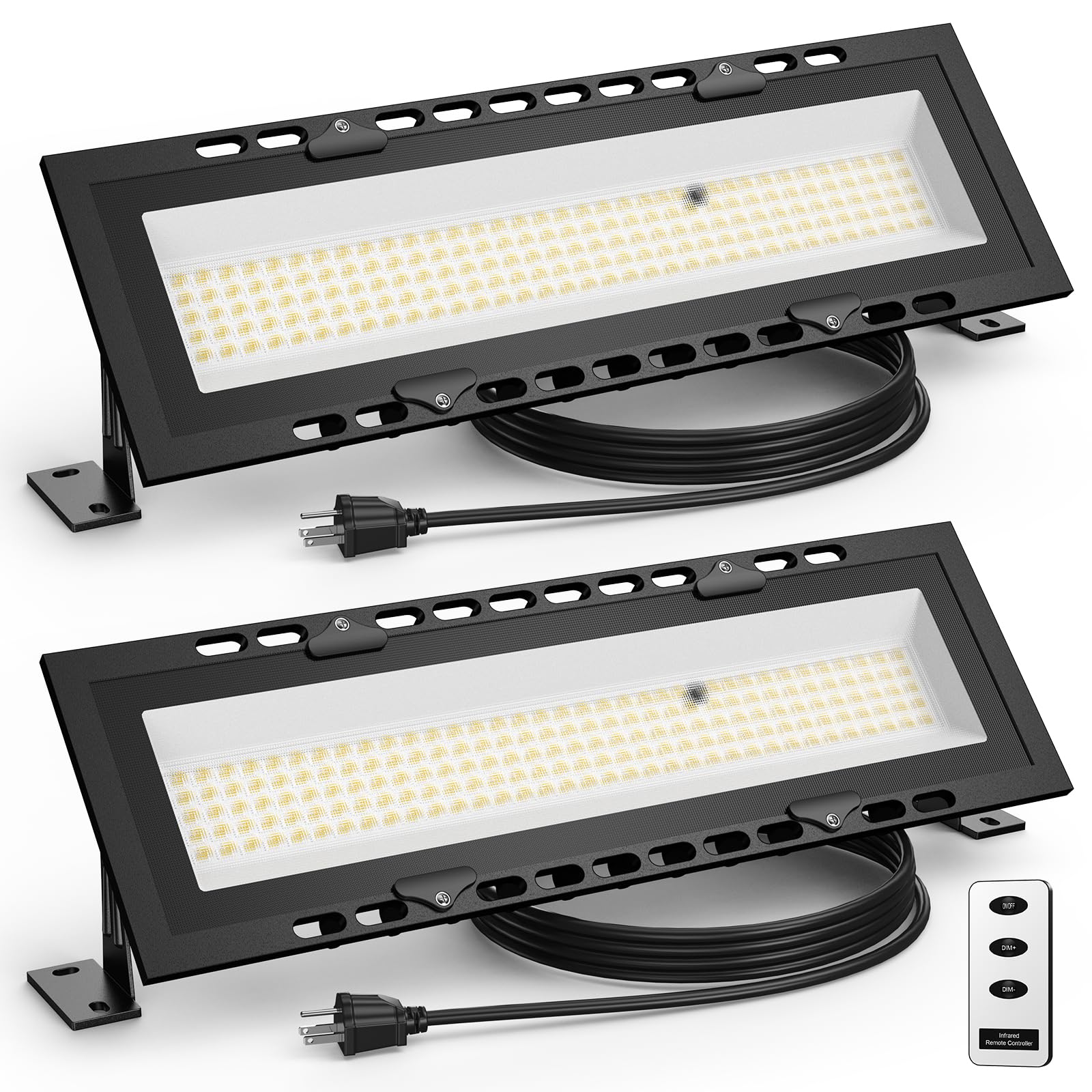 120W Led Shop Lights With Remote  5Ft Power Cord And Us Three-Prong Plug  18000Lm 6000K  Aluminum Garage Lighting  Ip65 Waterproof  Plug & Play For Warehouse  Workshop  Basement  2Pcs
