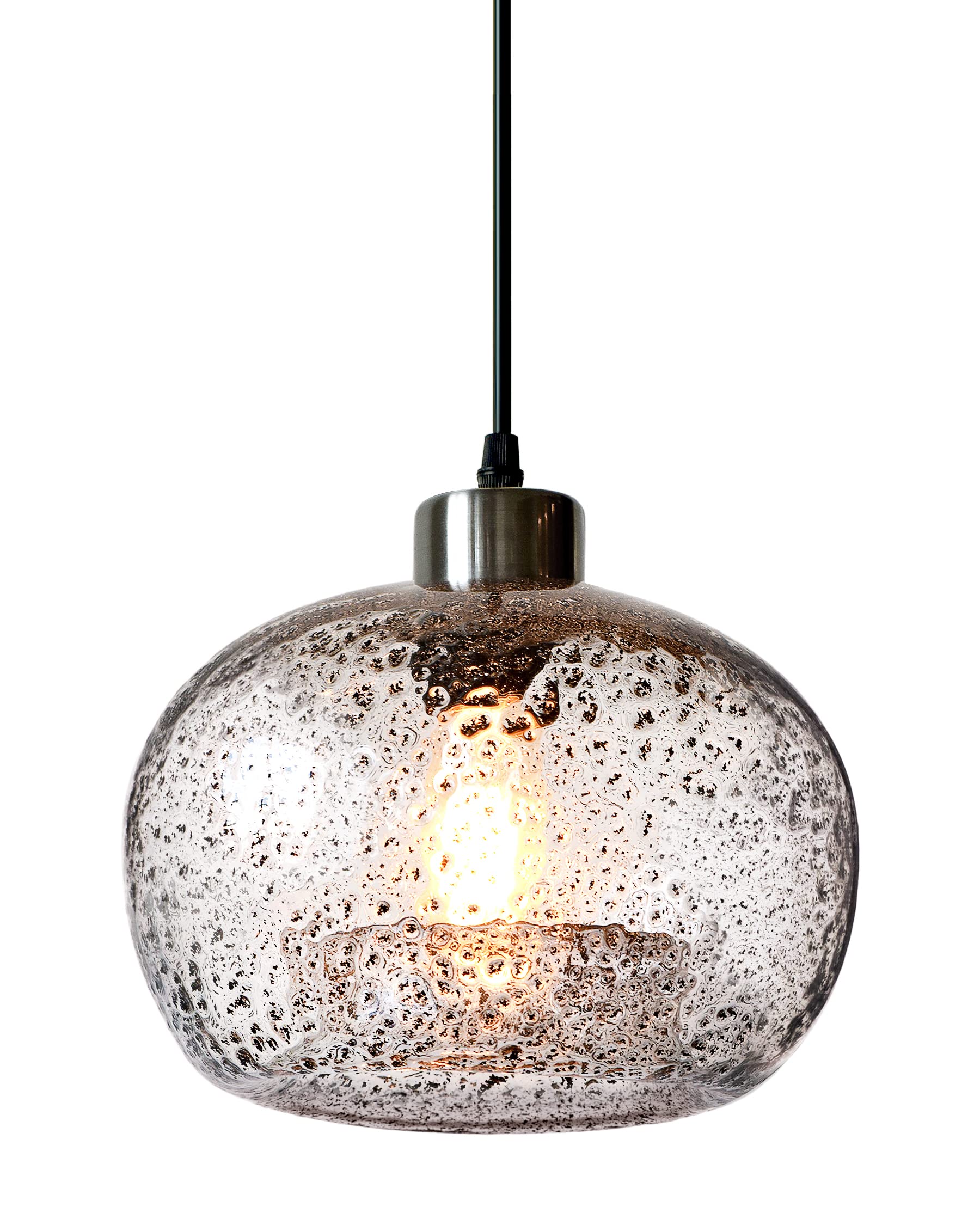 CASAMOTION Pendant Lighting Hand Blown Glass Ceiling Hanging Light Fixtures Kitchen Island Dining Room Table Bar Sink Clear with