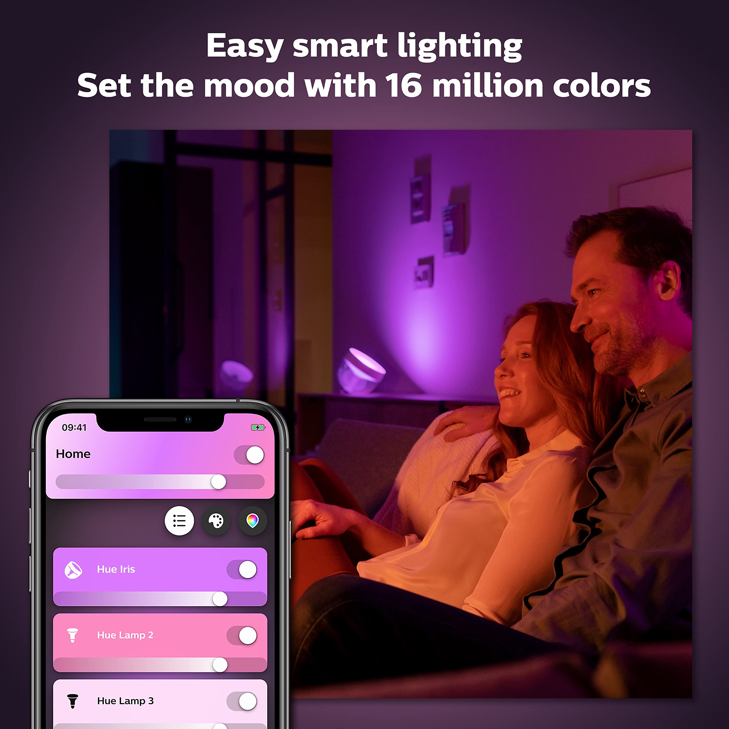 Philips Hue Iris Smart Table Lamp - Color-Changing LED - 1 Pack - White Metal - Model 561795 - Works with Alexa, Google Assistant, Apple Homekit