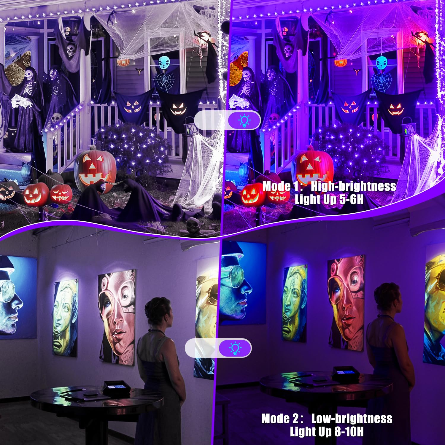 T-SUN Rechargeable Black Lights, Battery Powered Black Lights for Fishing Portable Blacklights for Glow Party Body Paint Fluores
