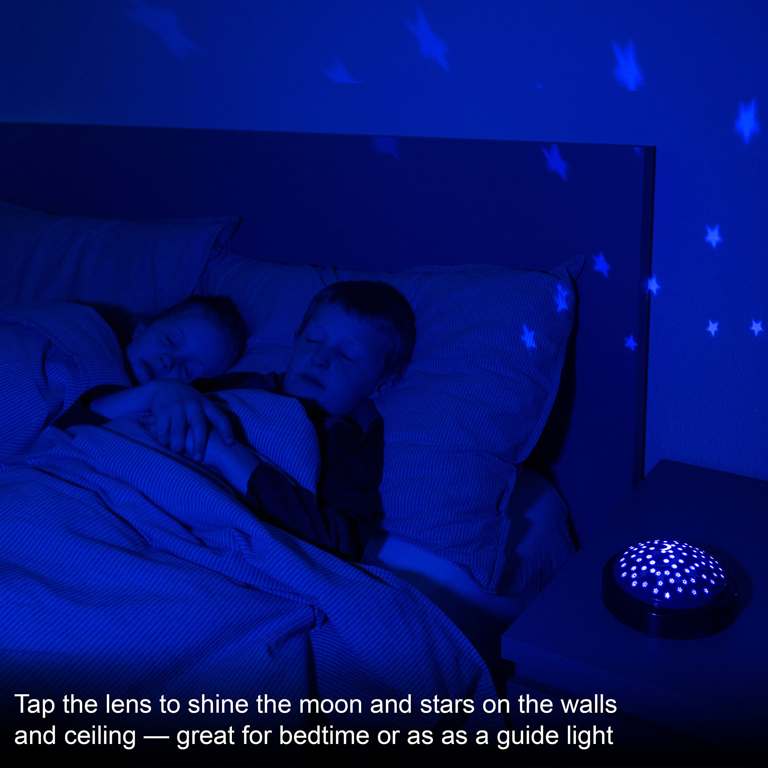Ge Led Moon And Star Projector Night Light, Battery Operated Tap Light, Ideal For Kids Bedrooms, Playrooms, And Nurseries - 1745