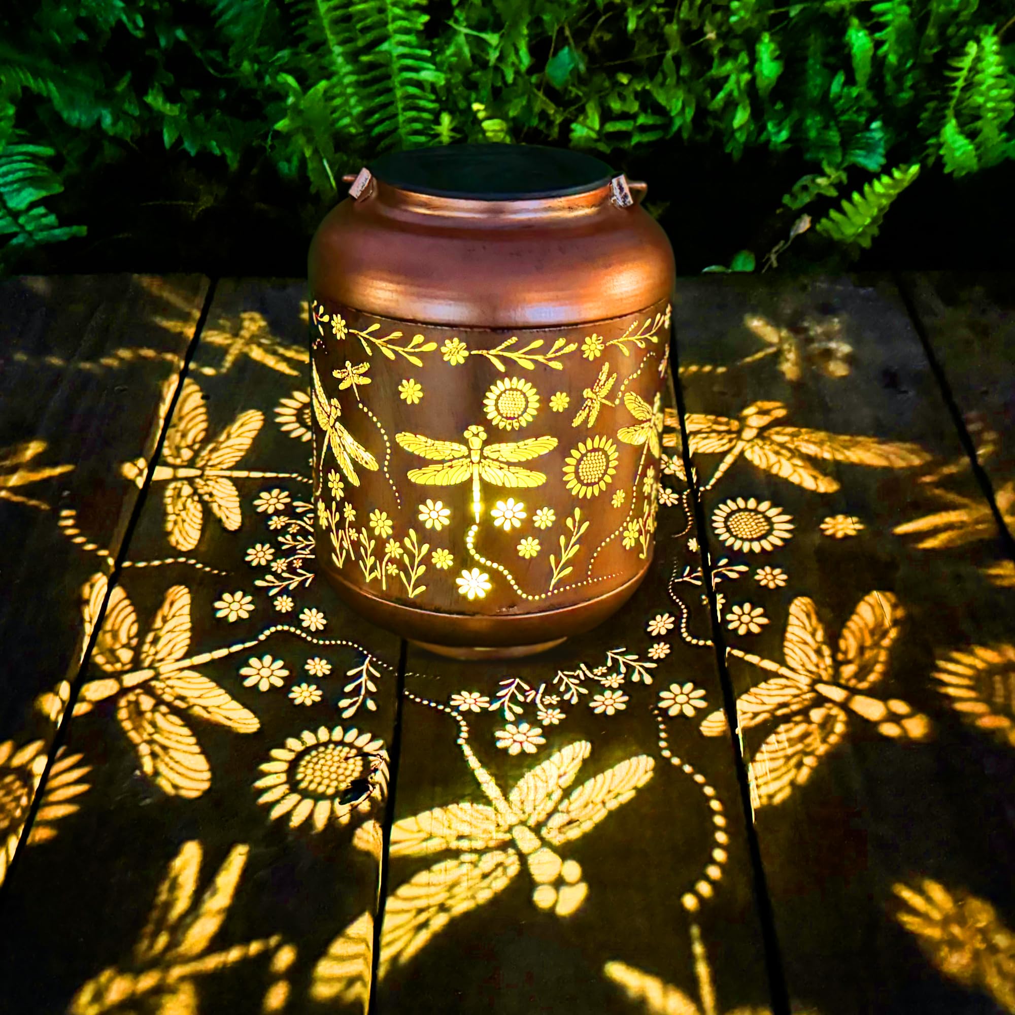 ANYTALK Solar Lantern, Waterproof Hanging Light for Outdoor Decor, 1PCS, Dragonfly B, Model Deco&Dot-Lantern B