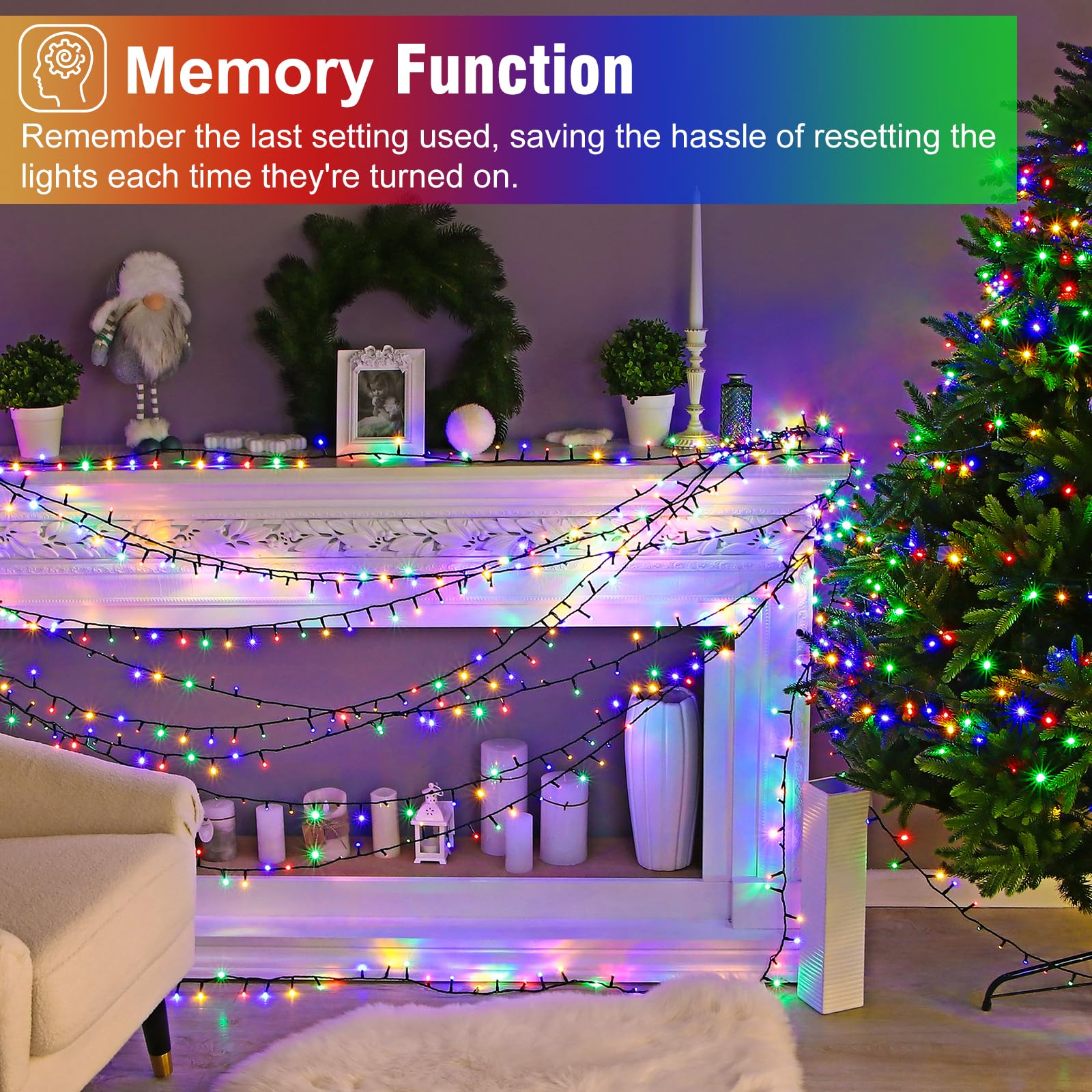 Christmas Lights Outdoor, 66Ft 200 Led Christmas Tree Lights With 8 Modes Waterproof, Connectable Twinkle String Light Green Wir