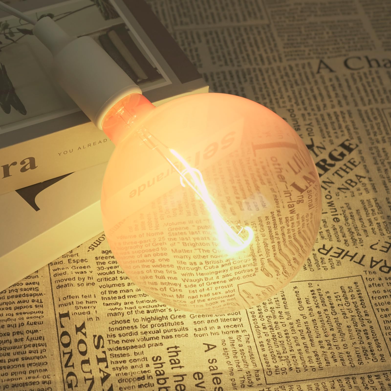 ONEWISH G150 Pink Globe LED Bulb, 3W Warm White 2700K, 6" Oversized Glass Edison Bulb for Bedroom & Living Room, E26 Base,