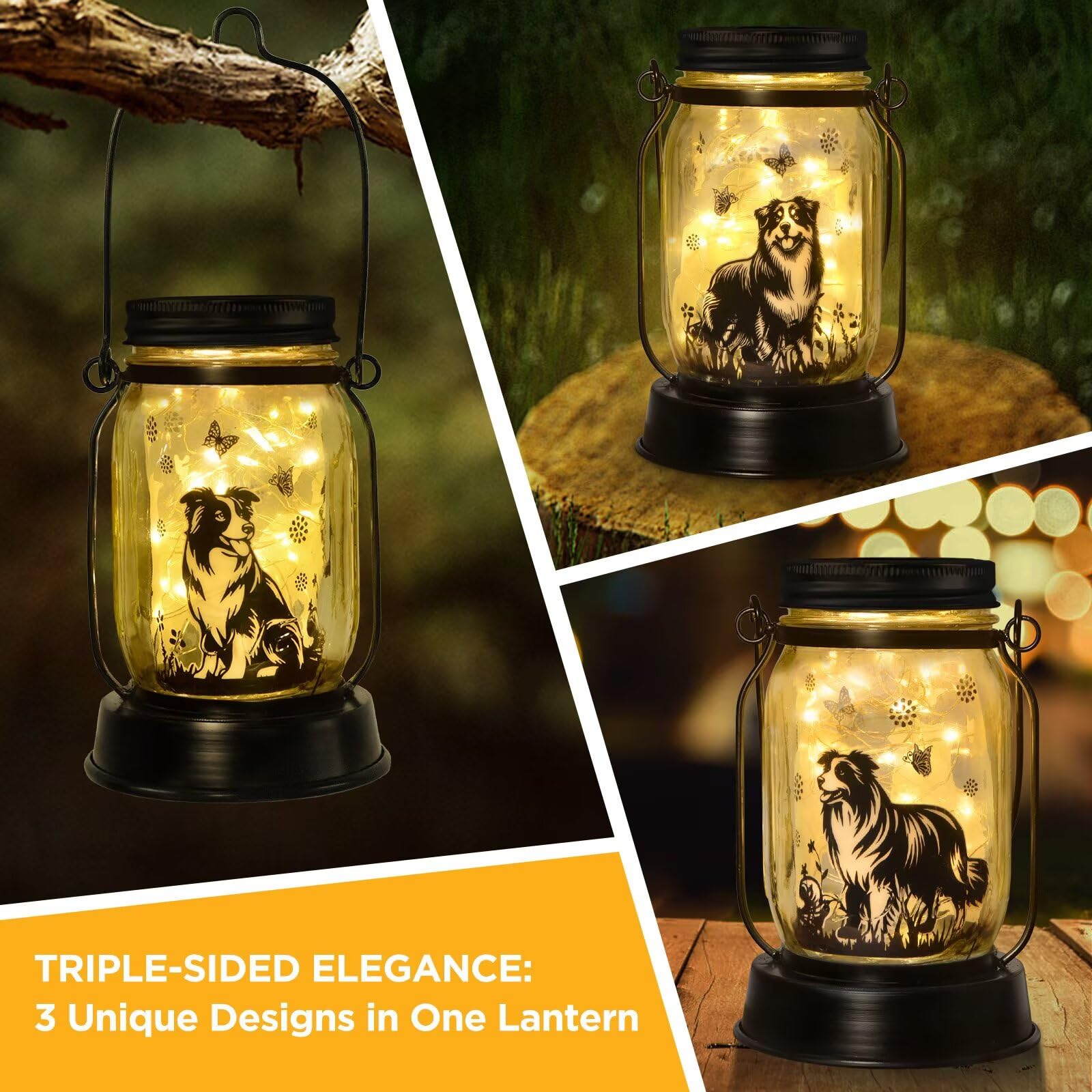 Border Collie Gifts For Women/Men Border Collie Solar Lanterns Dog Mom Birthday, Dog Lovers Lantern, Pet Loss Pet Memorial Light