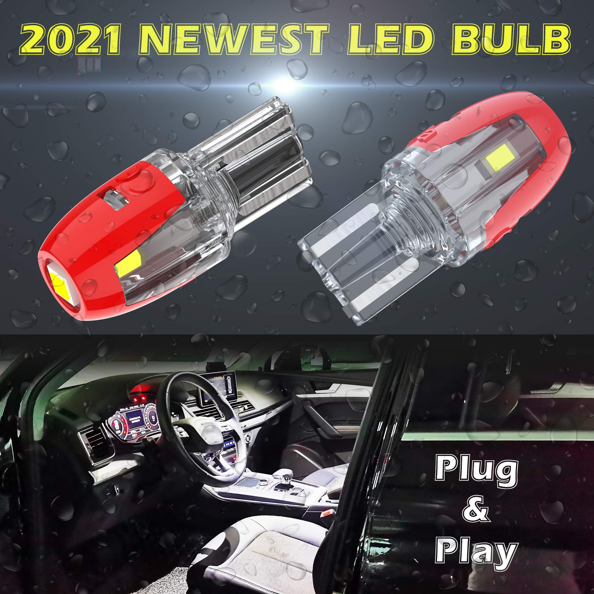 Alla Lighting W2.1X9.5D Base Mini T10 Wedge 2825 168 194 Led Bulbs Smd Super Bright 6000K White Interior Map/Dome/Trunk/Glove Box/License Plate Lights W5W 161 175