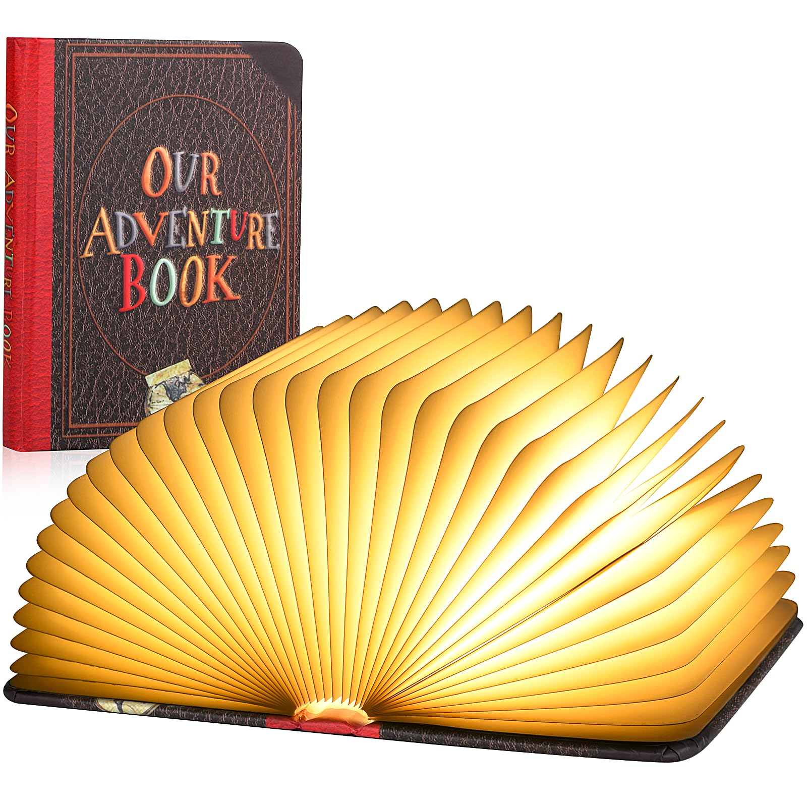 Adventure Book Night Light, 3D Lamp&5 Colors Folding Book Lamp White Light/Yellow Light/Warm Yellow Light Colors LED Book Light 