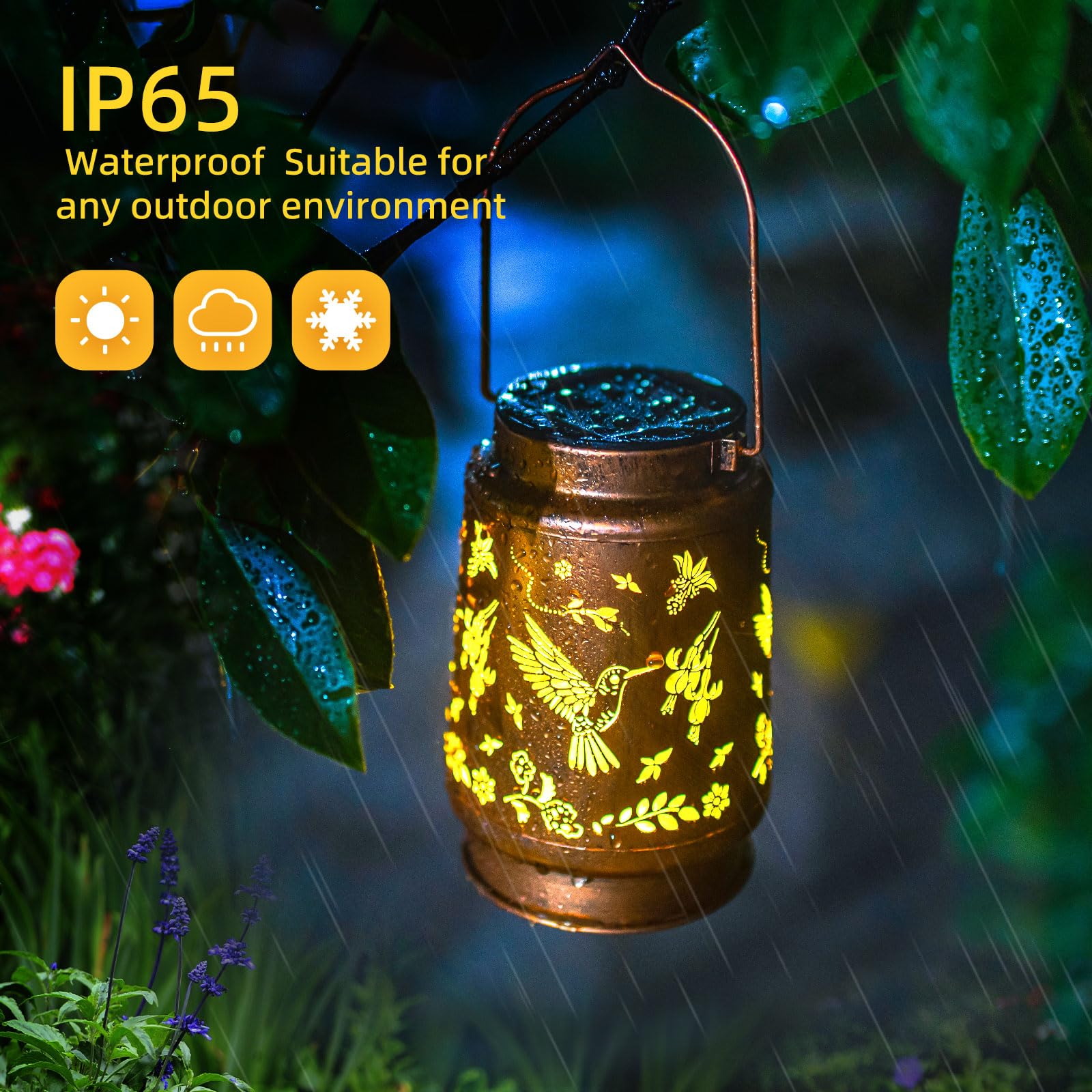 Hummingbird Solar Lanterns Outdoor Waterproof Hanging Solar Lights Christmas Gifts For Women Mom Metal Decorative Led Lantern Ou