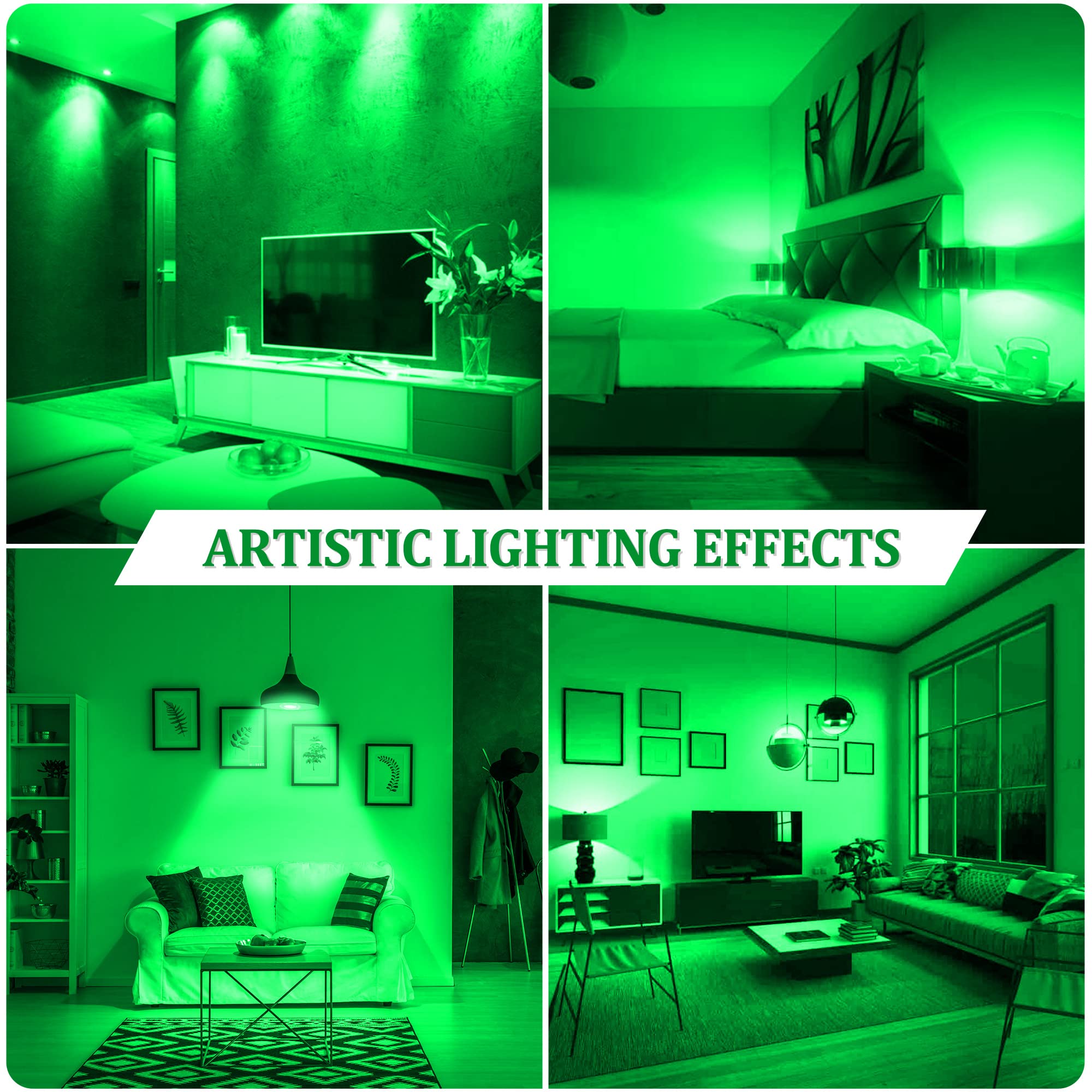 Flaspar 4 Pack A19 Led Green Light Bulb  9W (60Watt Green Colored Light Bulbs Equivalent)  E26 Base Led Green Lights For Christmas Halloween Light Bulb  Party  Porch  Home Lighting  Holiday Lighting