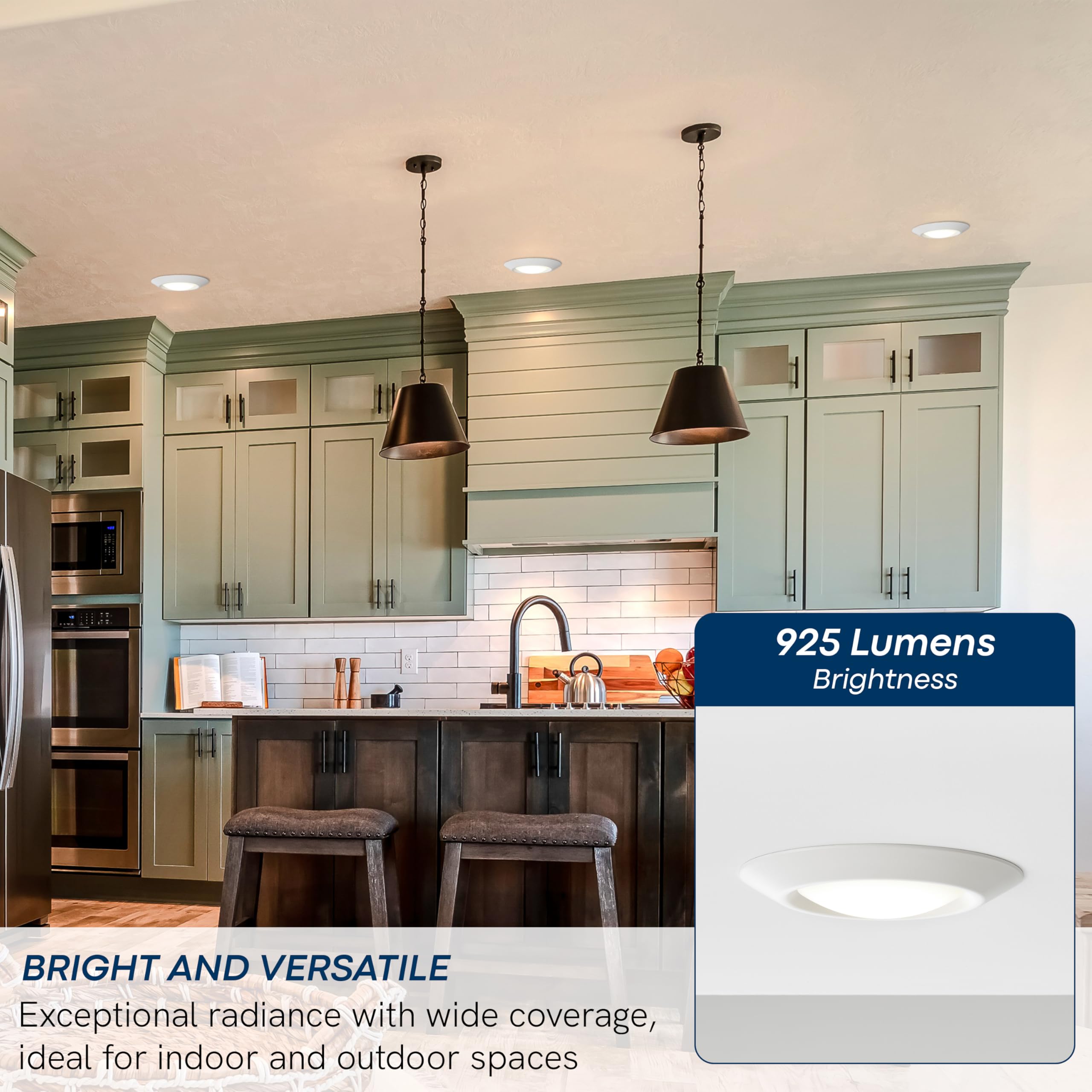Sea Gull Lighting Traverse Lyte 6" Canless LED Recessed Light, 3000K, 925 Lumens, White Finish, Model 14550S-15 (4 Pack)