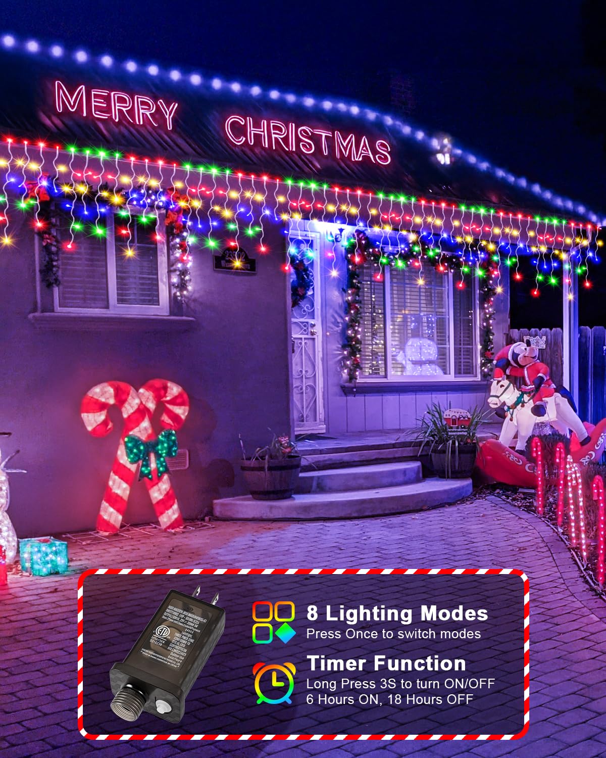Jixxulvu 159 Ft Christmas Lights Outdoor, 1458 Led Waterproof Outside Christmas Lights Plug In, Timer & Memory, 8 Modes Fairy Li