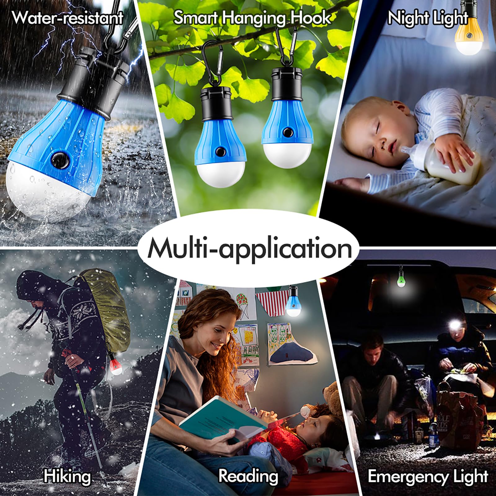Fly2Sky Tent Lamp Portable Led Tent Lights Blue 5 Packs Hook Hurricane Emergency Lights Led Camping Lights Bulb Camping Tent Lanterns Camping Equipment For Camping Hiking Backpacking Fishing Outage