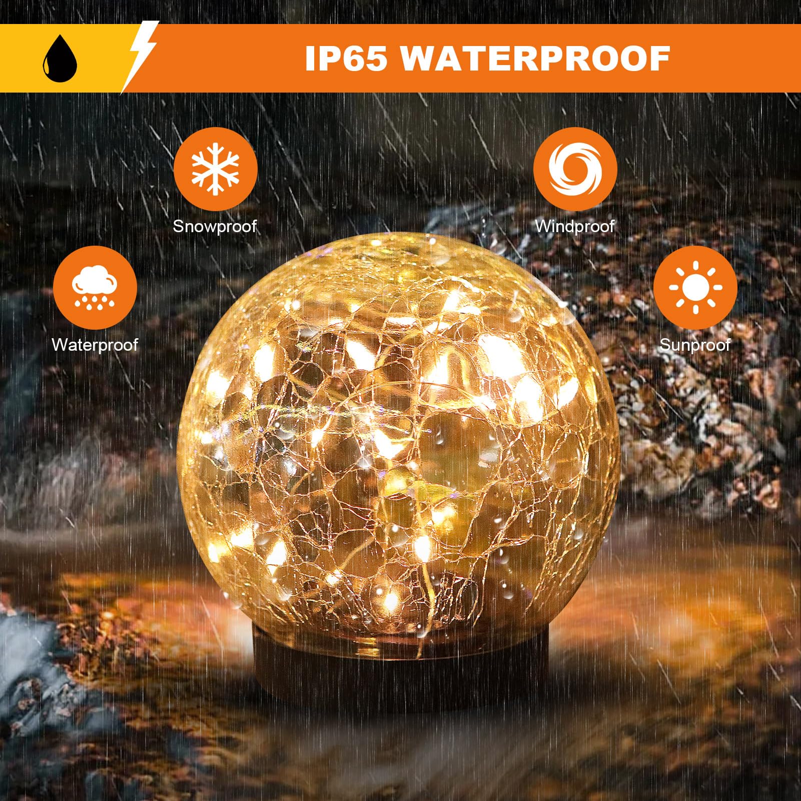 Mlknk Solar Globe Lights Outdoor Waterproof-Solar Balls-Solar Garden Lights-Orbs For Outside 2 Pack Cracked Glass Ball For Lawn