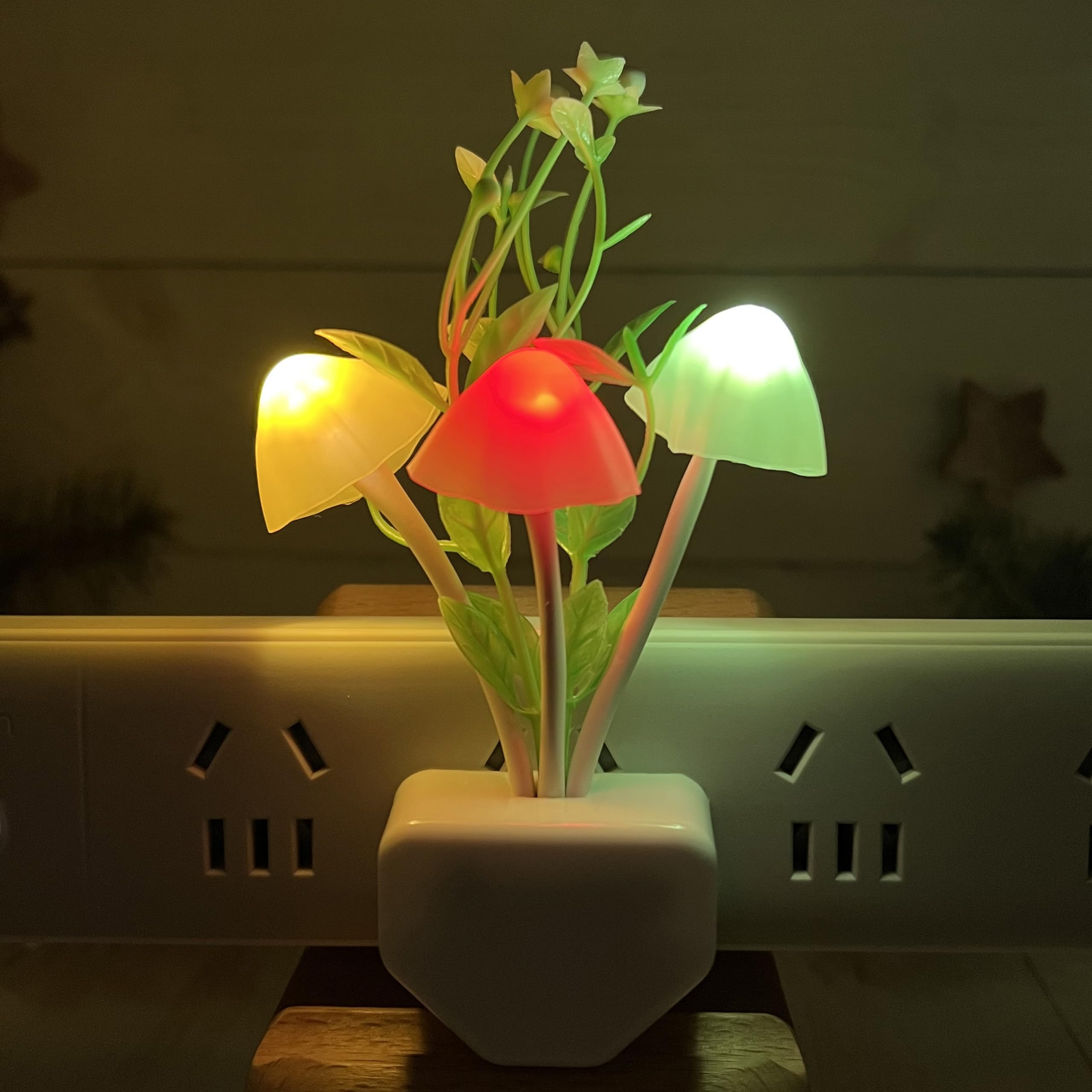 Zezhou Smart Sensor Led Night Lights 2 Pack  7 Color Changing W/Dusk To Dawn Sensor Auto On/Off Mushroom Dream Bed Nightlight  0.6W Plug-In Wall Lamp  Gift Ideal For Nursery Baby Kids Children mature-themeds