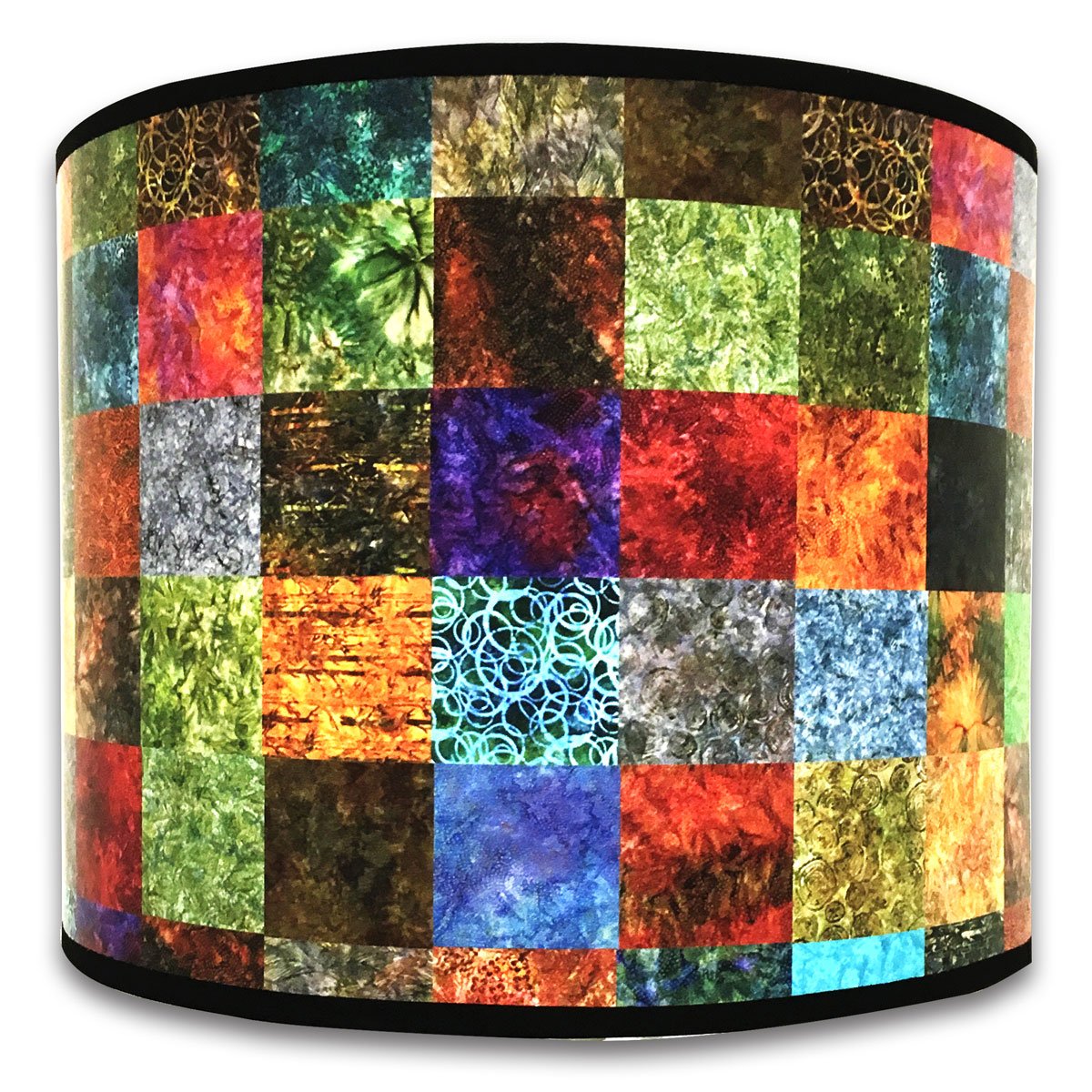 Royal Designs, Inc. Trendy Decorative Handmade Drum Shade, Made In Usa, 10In, Hbc-8008-10, Square Patchwork
