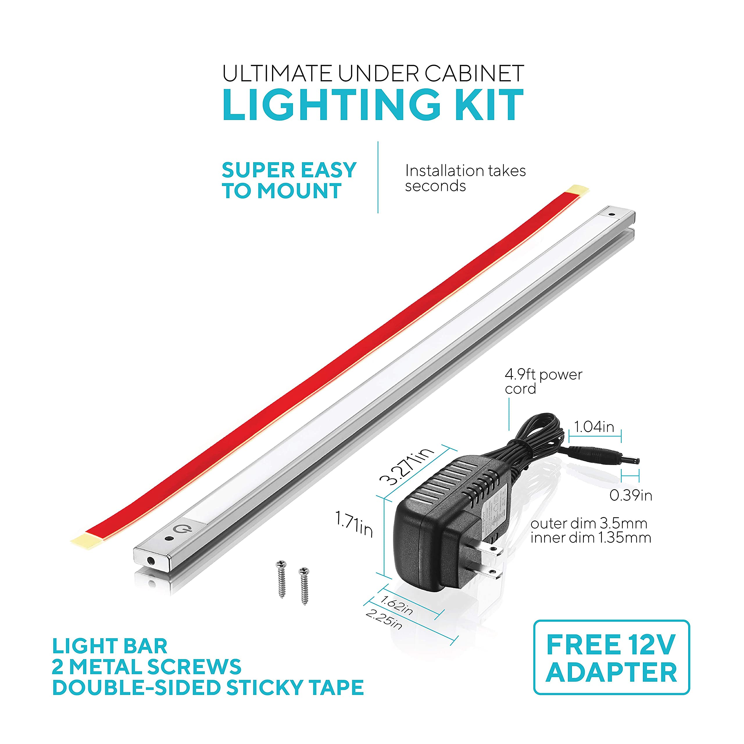 Phonar 24 Inch Under Cabinet Lighting For Kitchen Closet, Led Cabinet Light With Plug In Hardwired For Wardrobe(Warm White)