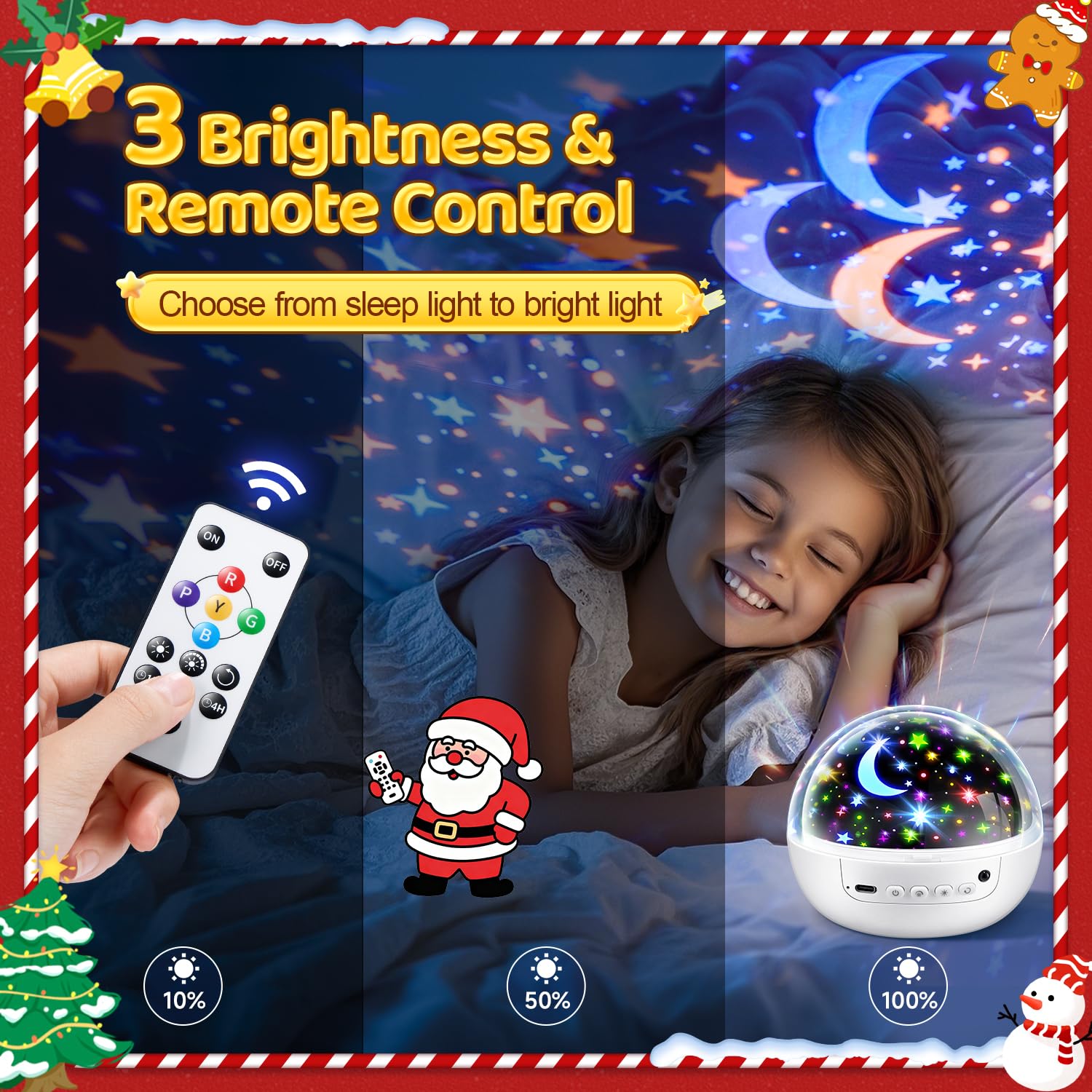 Coolnight Christmas Room Decor  93 Lighting+3 Films Christmas Projector Christmas Stuff  Remote+Dimmable+360?Slient Nightlight For Baby Nursery  Christmas Room Decorations  Moon Projector (White)