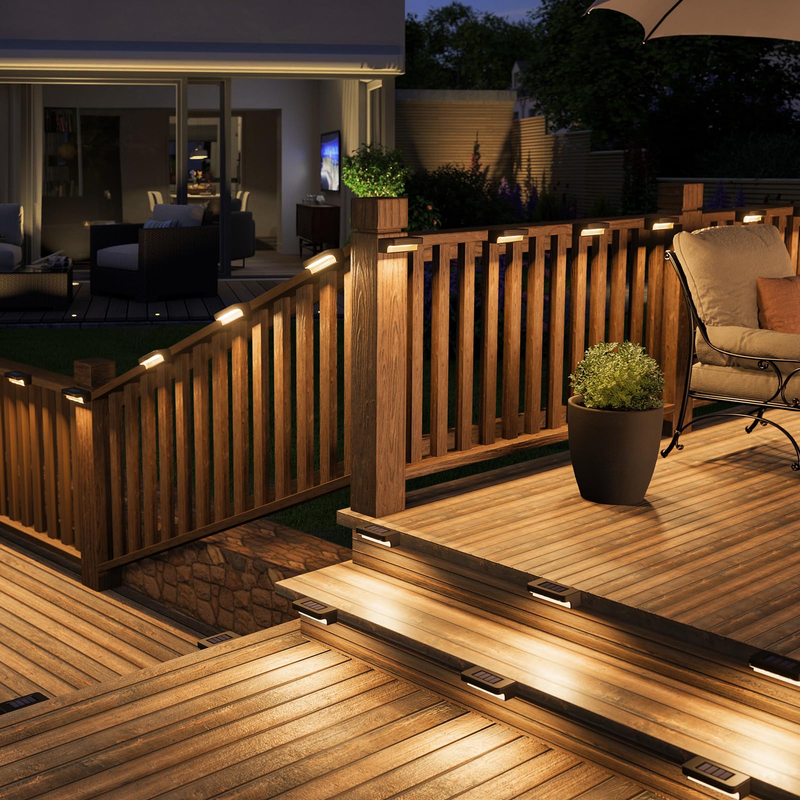 Asomst Solar Deck Lights Outdoor 16 Pack, Waterproof Led Step Lights For Garden & Patio, Soft White