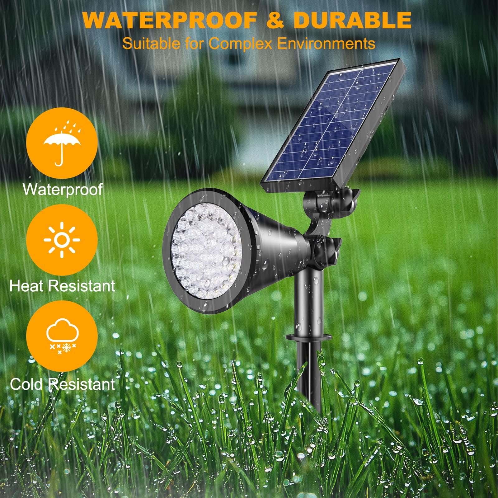 APOMAO Solar Spot Lights Outdoor, 36 LEDs, 2-in-1 Adjustable, Warm White, 3 Pack, Model SL-WW03, Waterproof Landscape Lighting