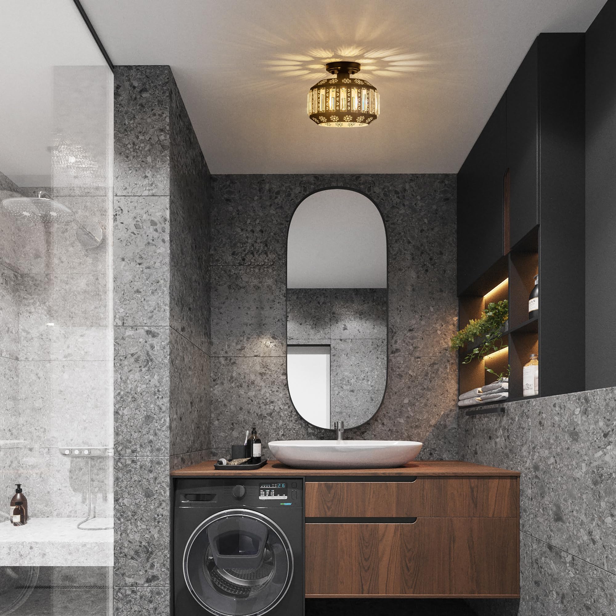 Zlepmlla Black Ceiling Light Fixture Vintage Light Fixture Ceiling Mount, French Country Ceiling Light For Bedroom Kitchen Hallw