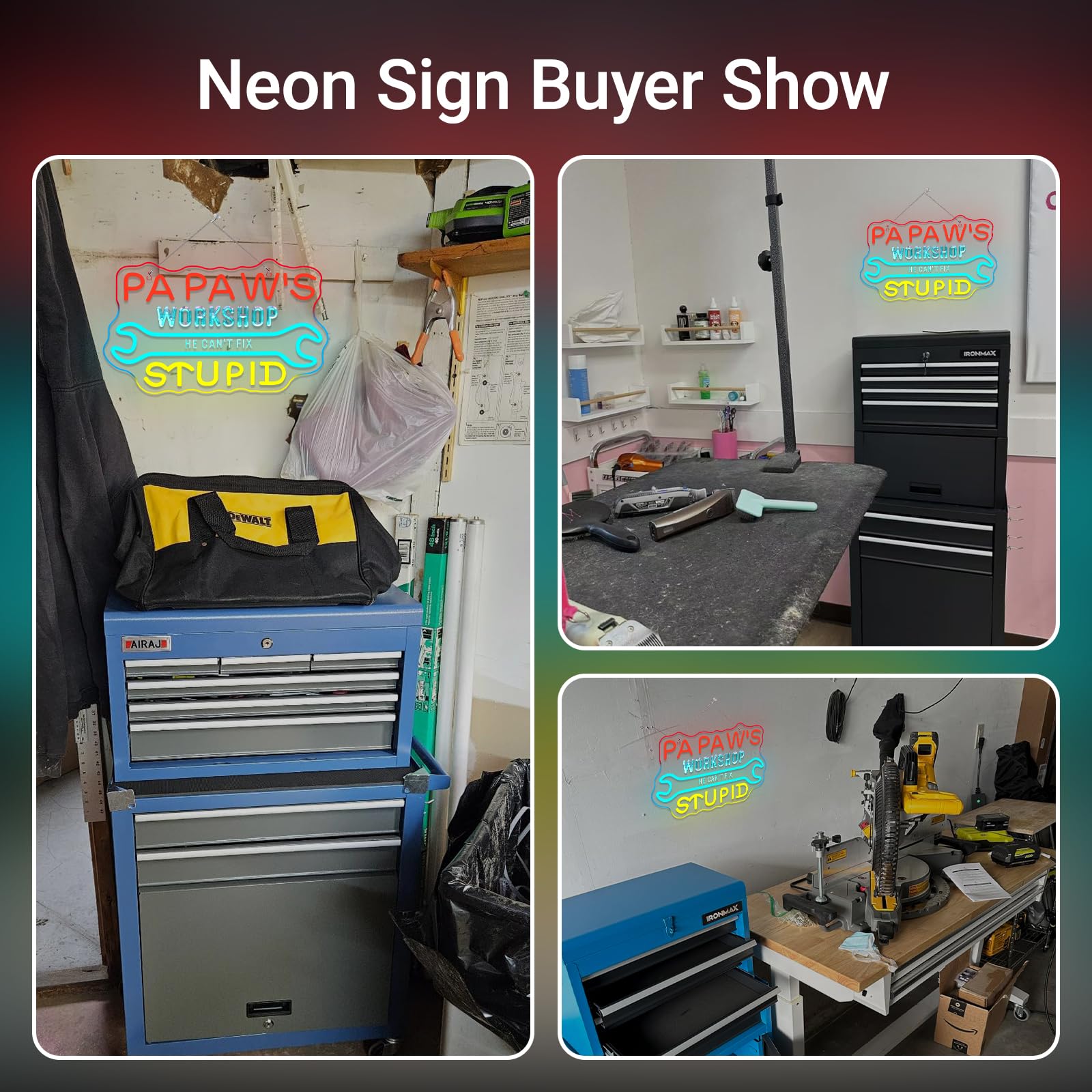 Workshop Neon Sign Garage Neon Signs For Wall Decor Wrench Led Lights He Cant Fix Stupid Light Up For Papas Garage Carport Man Cave Repair Shop Decoration Diy Lovers Gifts