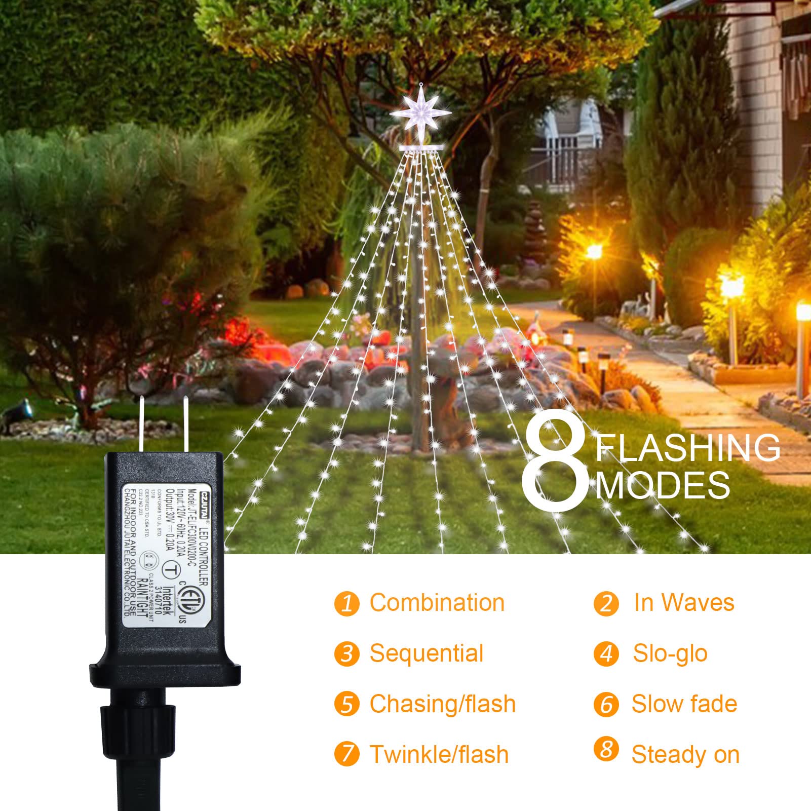 Christmas Decoration Dipper Star String Lights,320 Led Christmas Tree Lights 8 Modes & Waterproof Fairy Lights For Xmas Party We