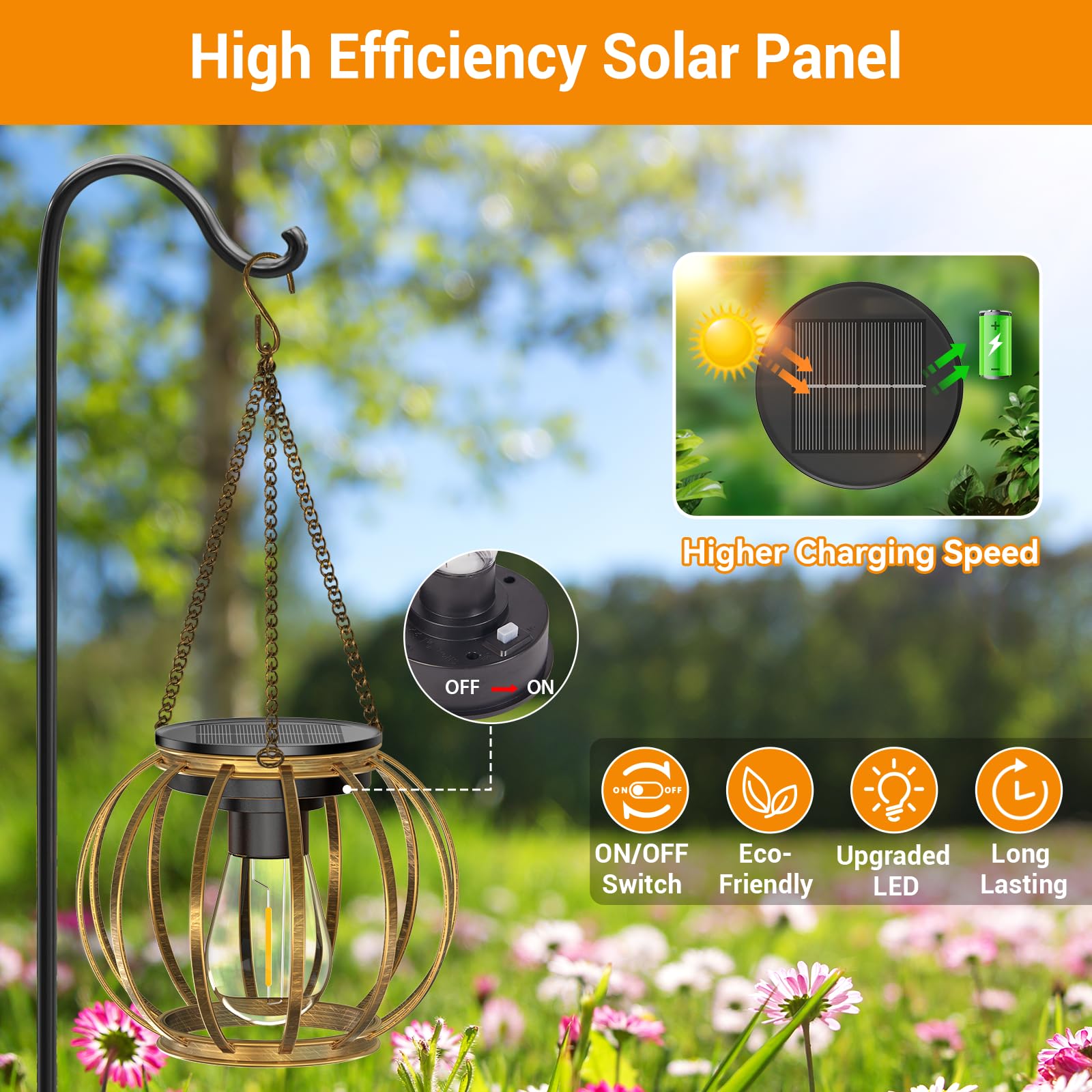 KOOPER Solar Lanterns Outdoor, Waterproof Bronze Metal, 2 Pack, Auto On/Off for Yard Patio Garden Decor, Model TLL005