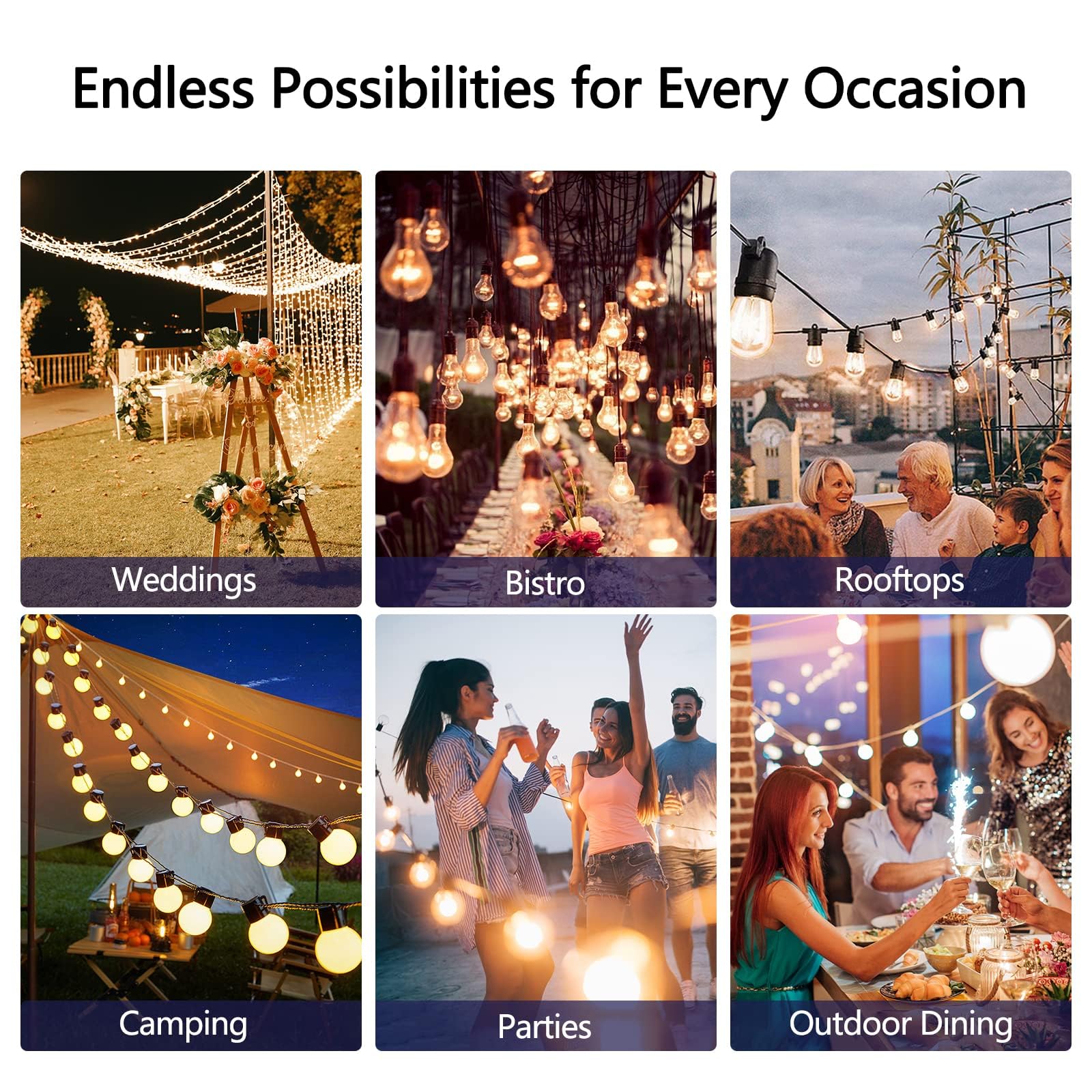 Stright Solar String Lights 120FT S14 LED Bulbs, Warm White, Weatherproof with Remote, 34 Sockets for Outdoor Patio and Backyard Use