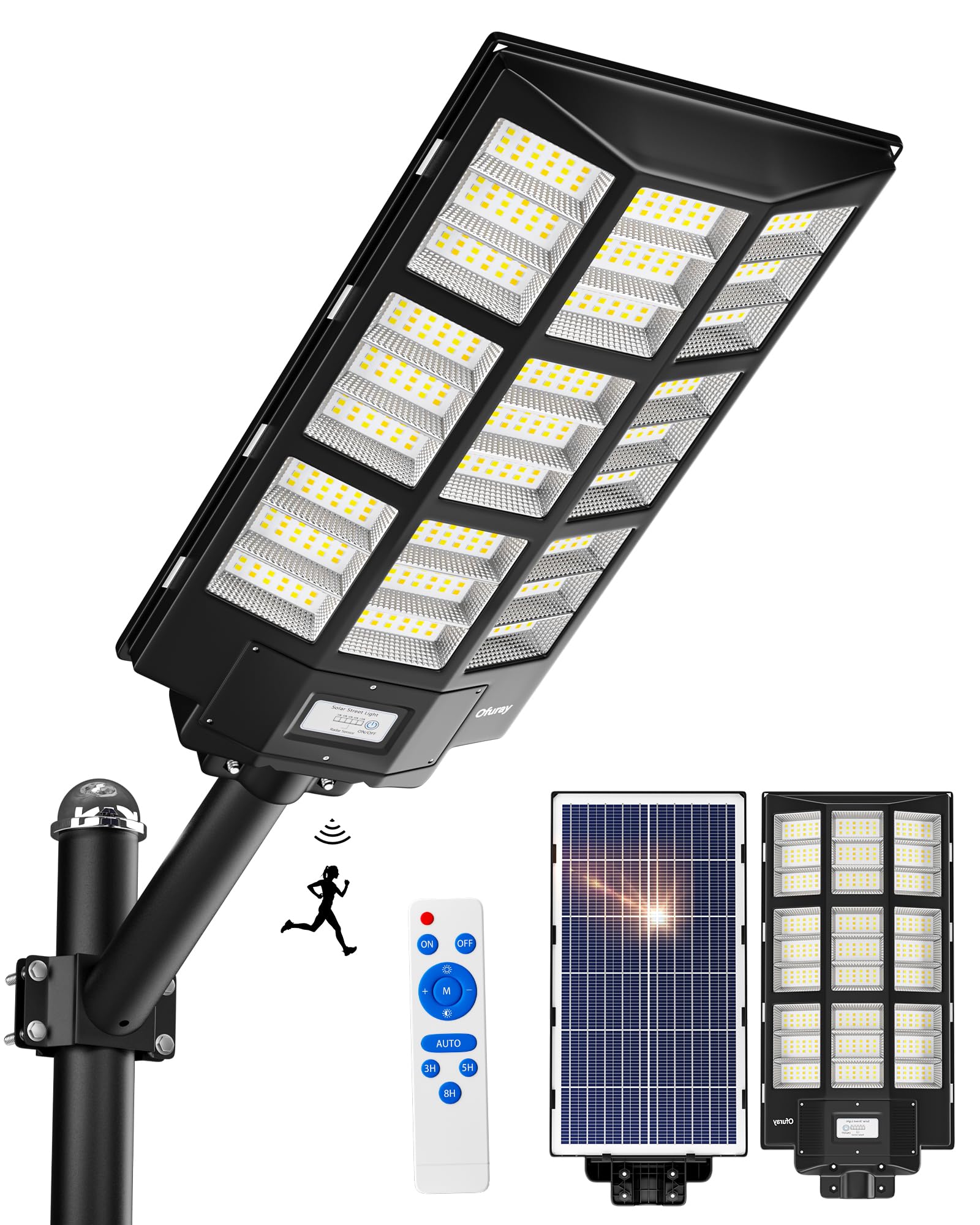 Ofuray Of-7200W Solar Street Lights Outdoor,650000Lm Dimmable Outdoor Solar Security Flood Light,Ip67 Solar Parking Lot Lights Commercial Dusk To Dawn With Remote Control For Yard,Residential