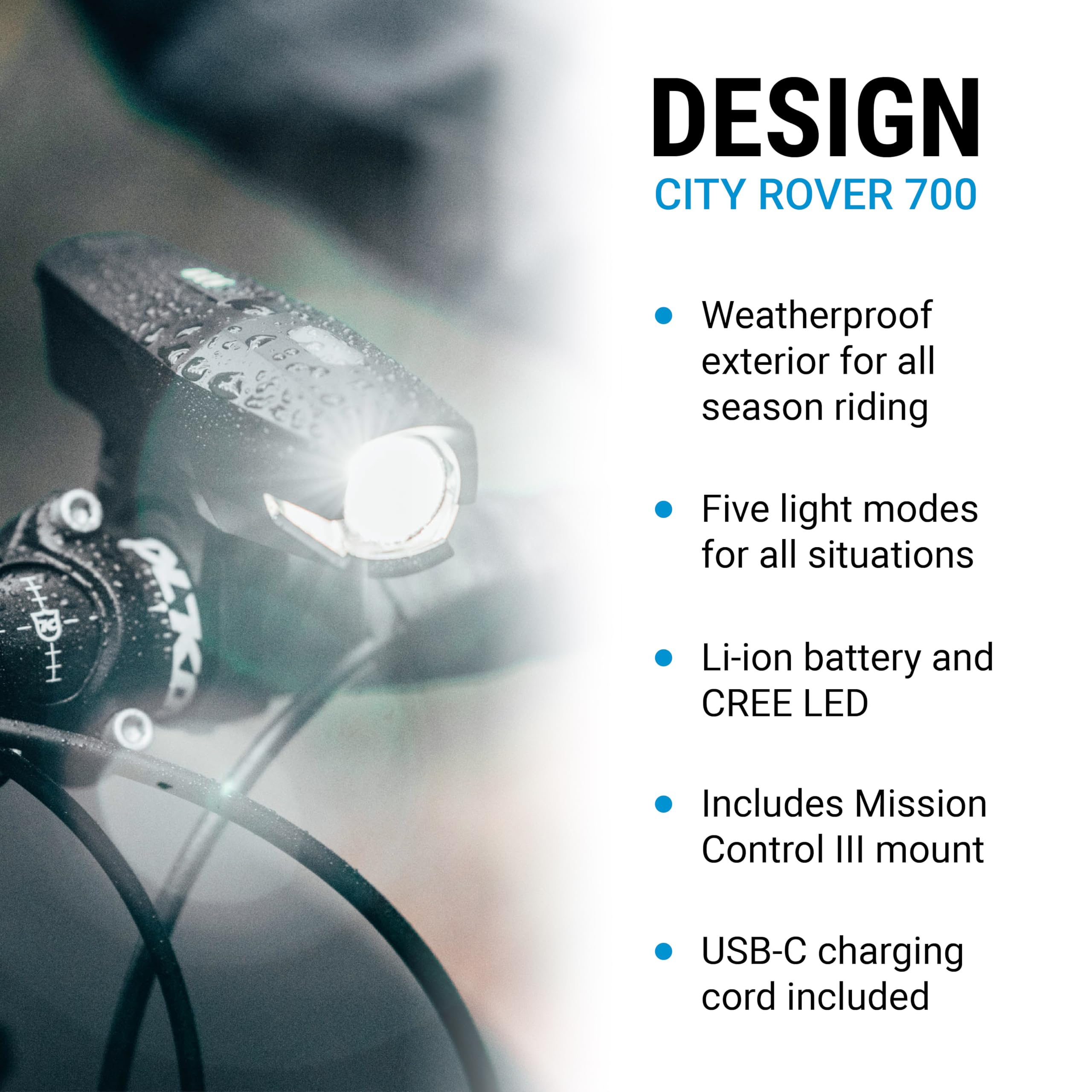 Portland Design Works - City Rover Power 700 | Usb-C Rechargeable Bicycle Headlight