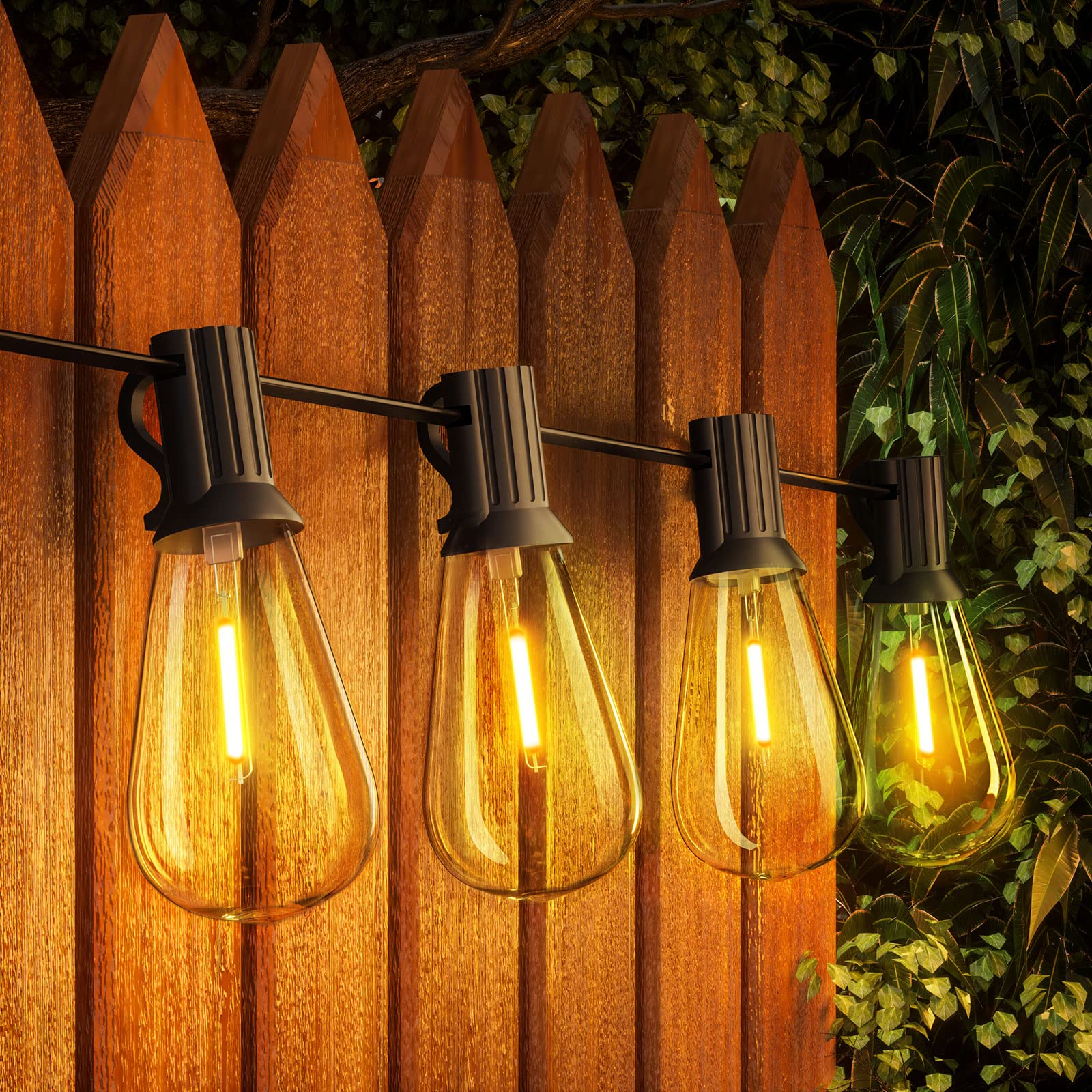 GPATIO Outdoor String Lights - 30FT, 15 Dimmable ST38 Bulbs, Waterproof, Shatterproof, Connectable for Patio, Backyard, Garden Decor