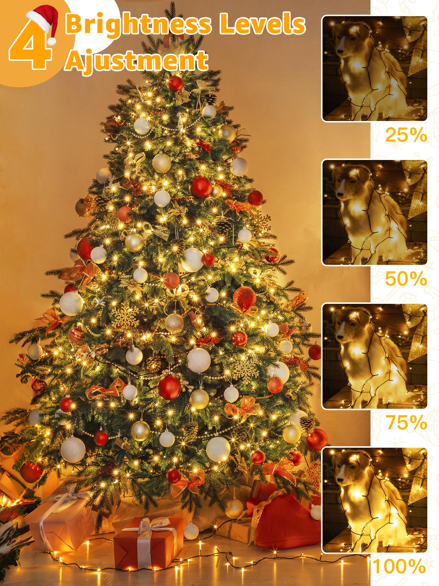 Brightchristmas 1000 Led Waterproof Outdoor String Lights, Warm White, 328 Ft, With Remote & Timer, 8 Dimmable Modes, Model Nya1000A