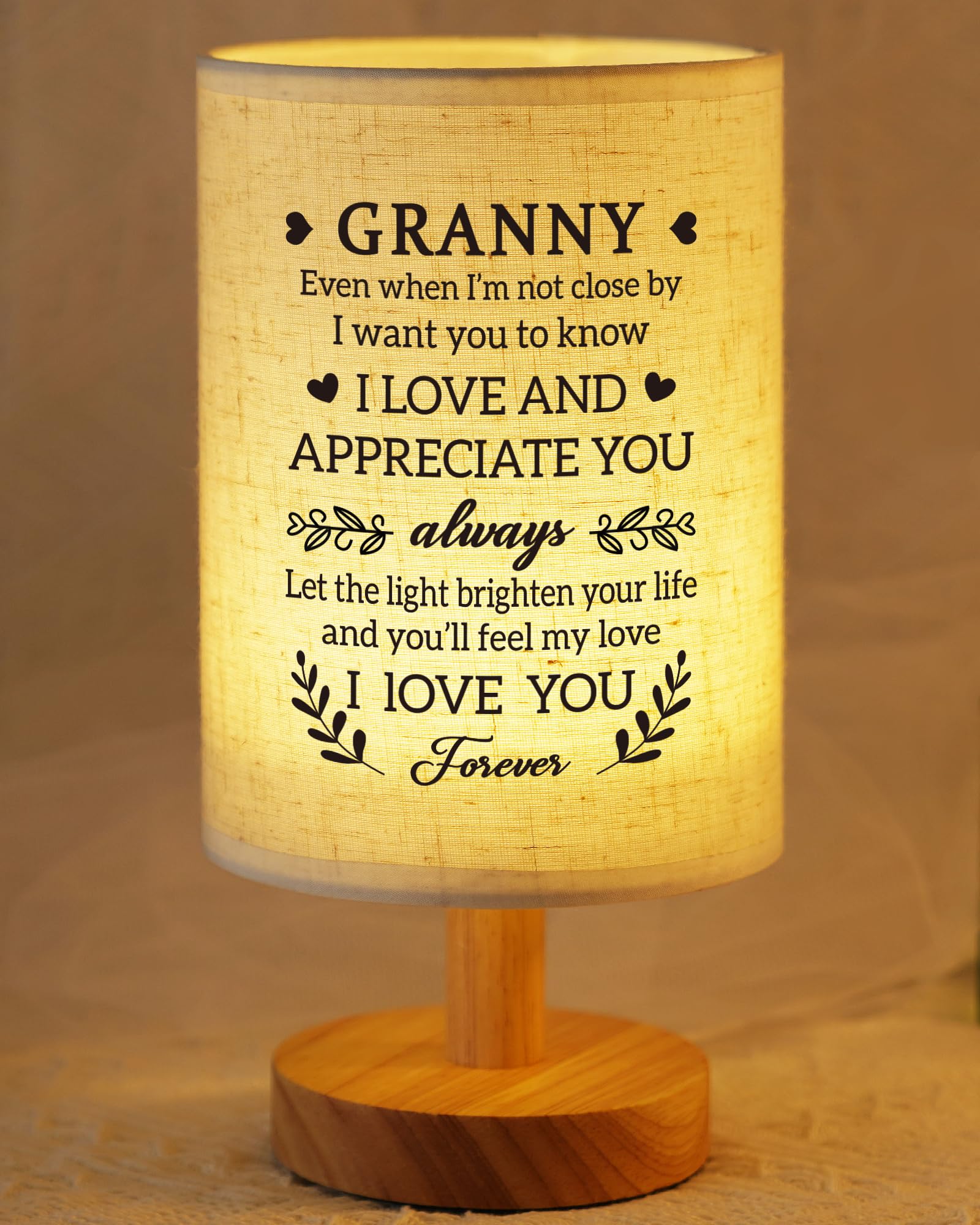 SUEHHYY Granny Gifts from Grandkids, Fabric Bedside Table Lamp Presents, Birthday Valentines Mothers Day Christmas Gifts for Gra