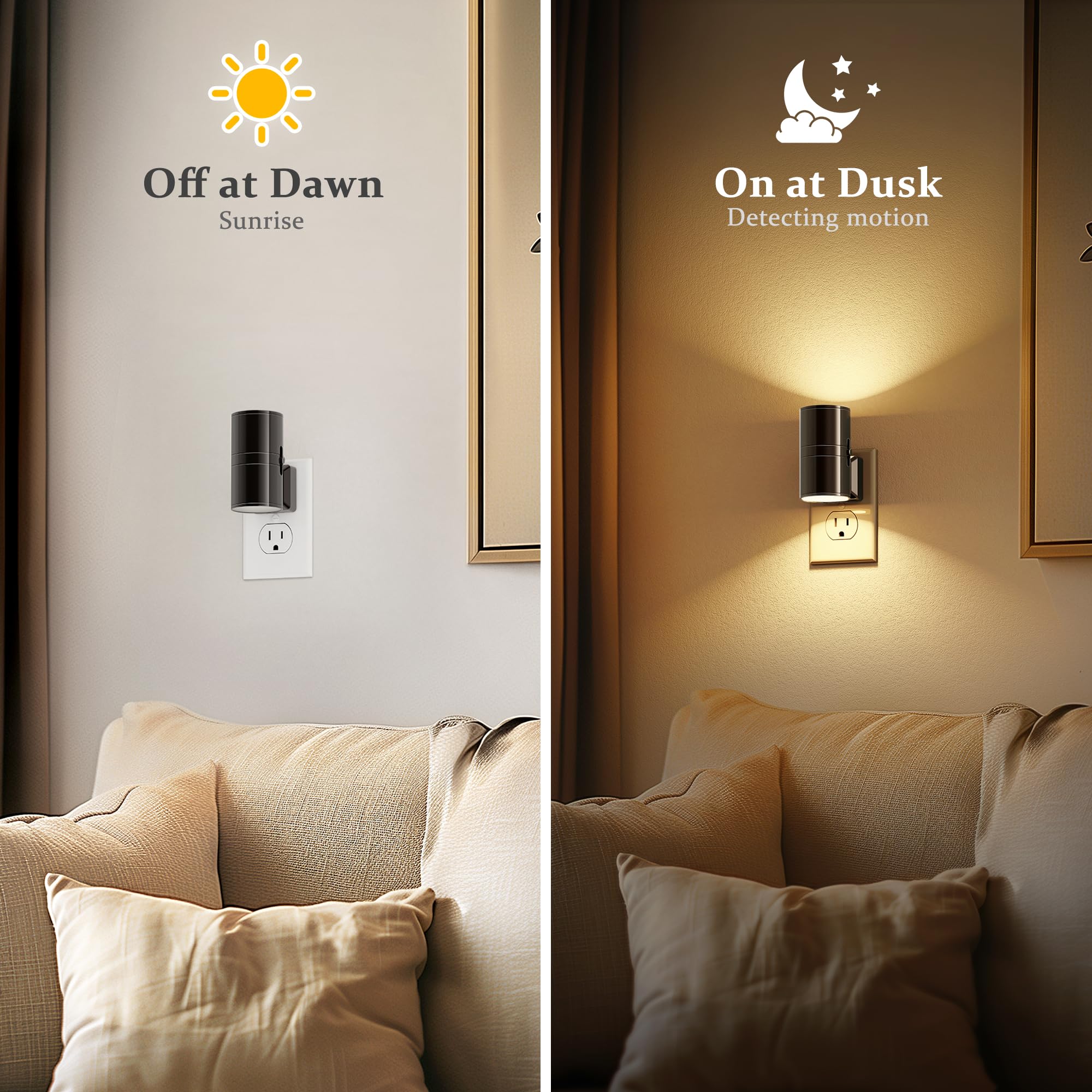 Jandcase Night Light, Led Night Lights Plug Into Wall, 2 Pack Automatic Nightlight With Light Sensor, 3000K Soft White 0-100Lm D