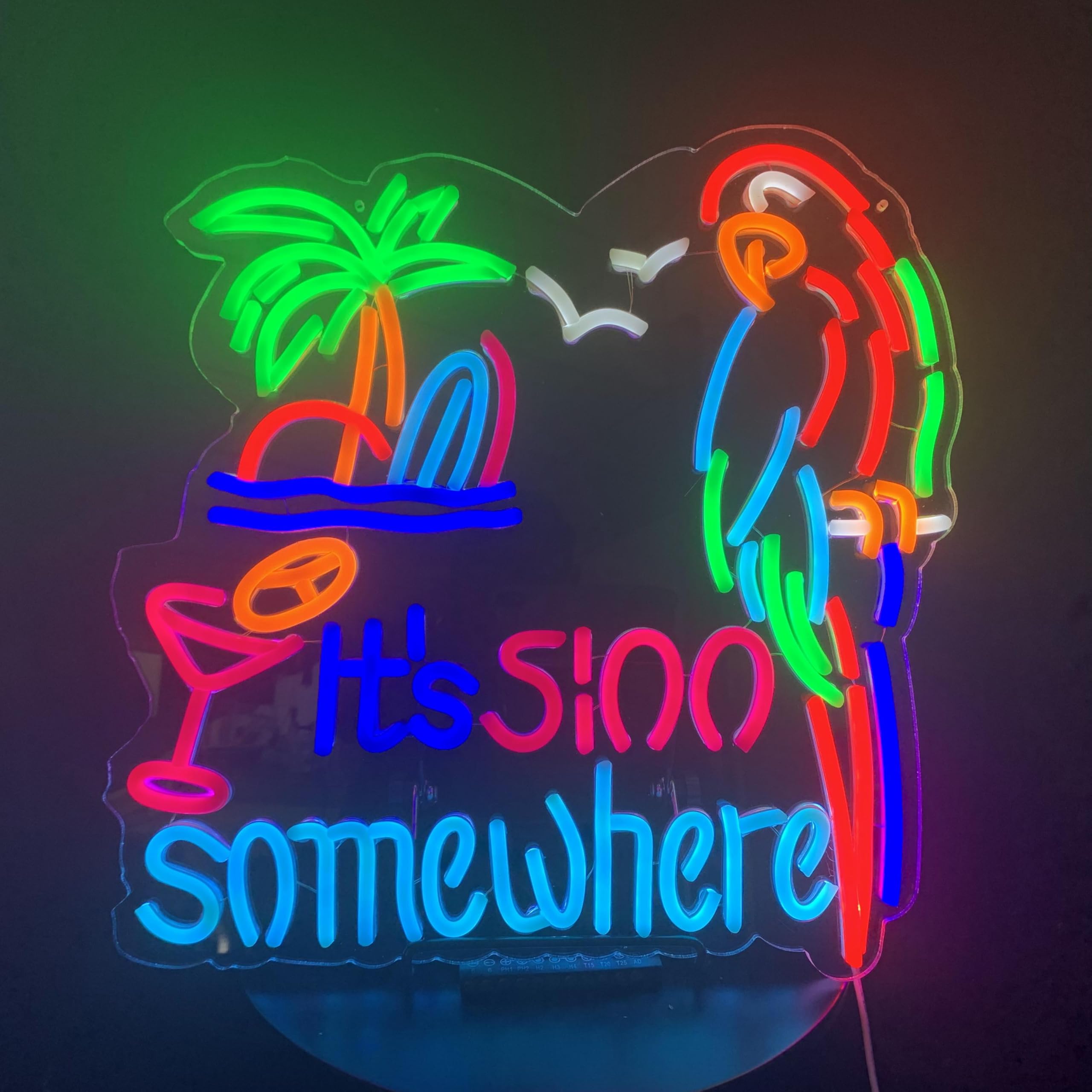Ldgj Its 5 OClock Somewhere 5:00 Neon Light Sign Home malt-inspired Bar Pub Recreation Room Game Lights Windows Glass Wall Signs Party Birthday Bedroom Bedside Table Decoration Gifts Led
